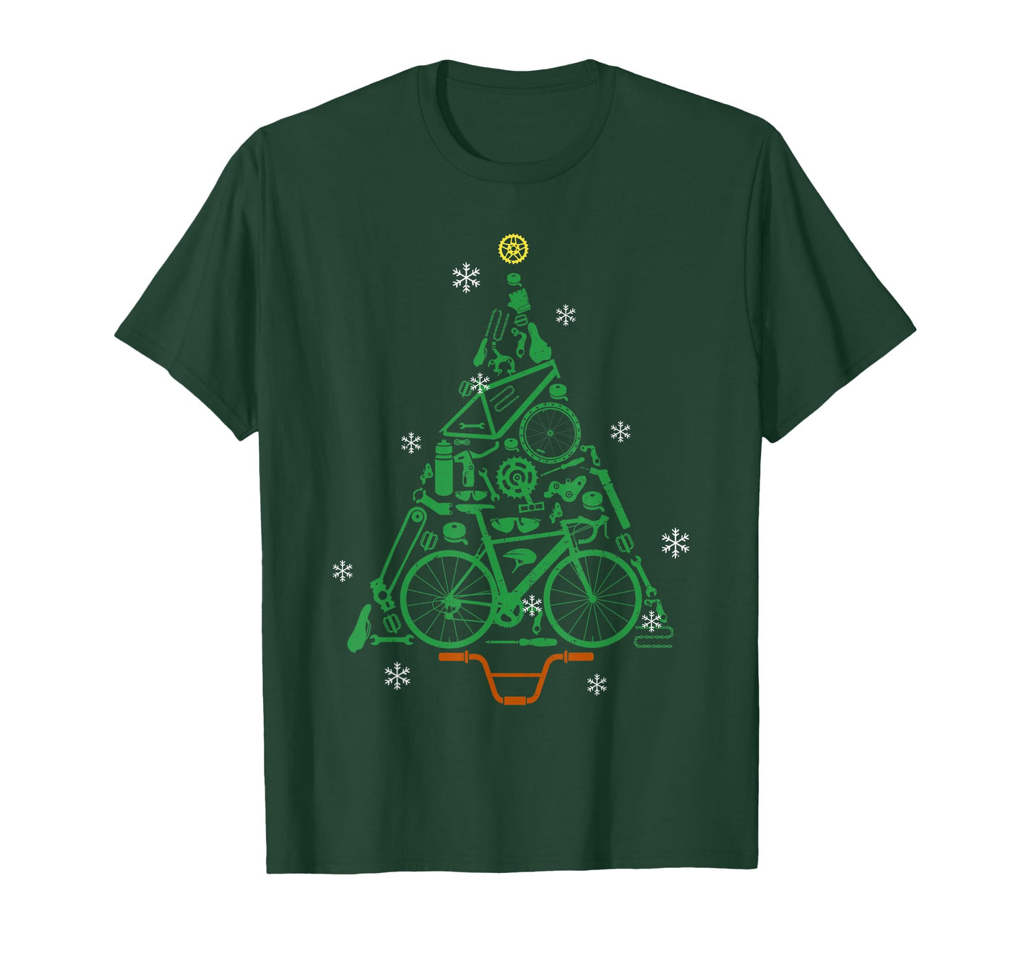 Road Bike Bicycle Funny Christmas Tree Cyclist Kids Adults T-Shirt