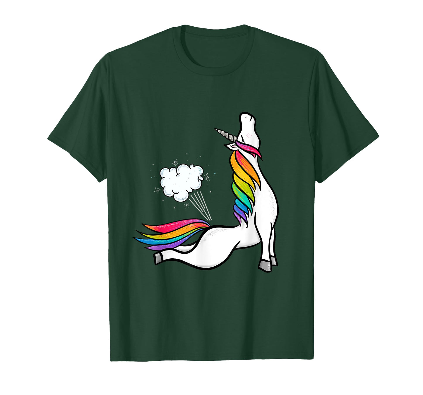 Funny Yoga Unicorn Fart Rainbow Graphic T-Shirt