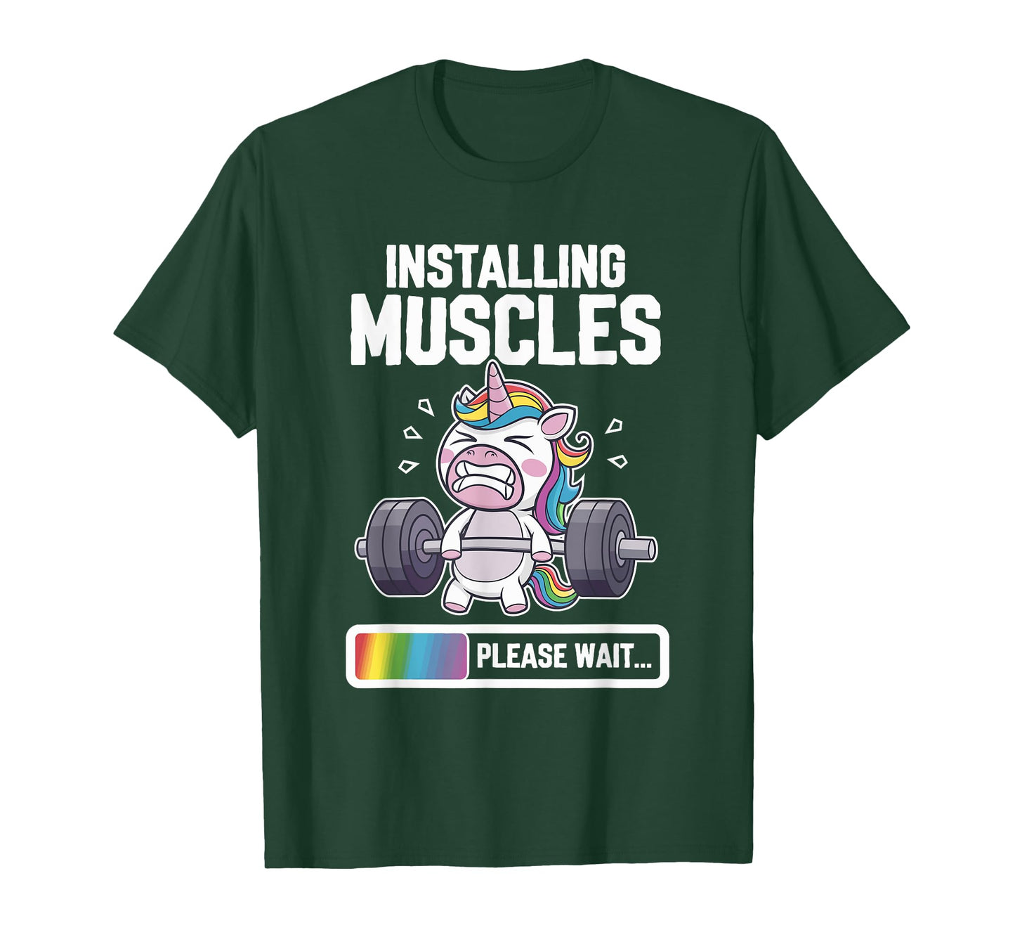 Funny Cute Unicorn Workout Gym Fitness Weightlifting T-Shirt