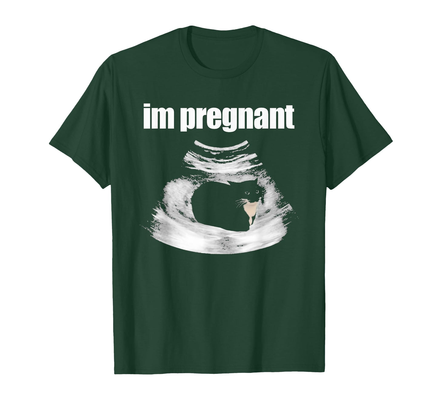 I’m Pregnant Cat Funny Cat Mom Pregnancy Black Kitten T-Shirt for Men Women
