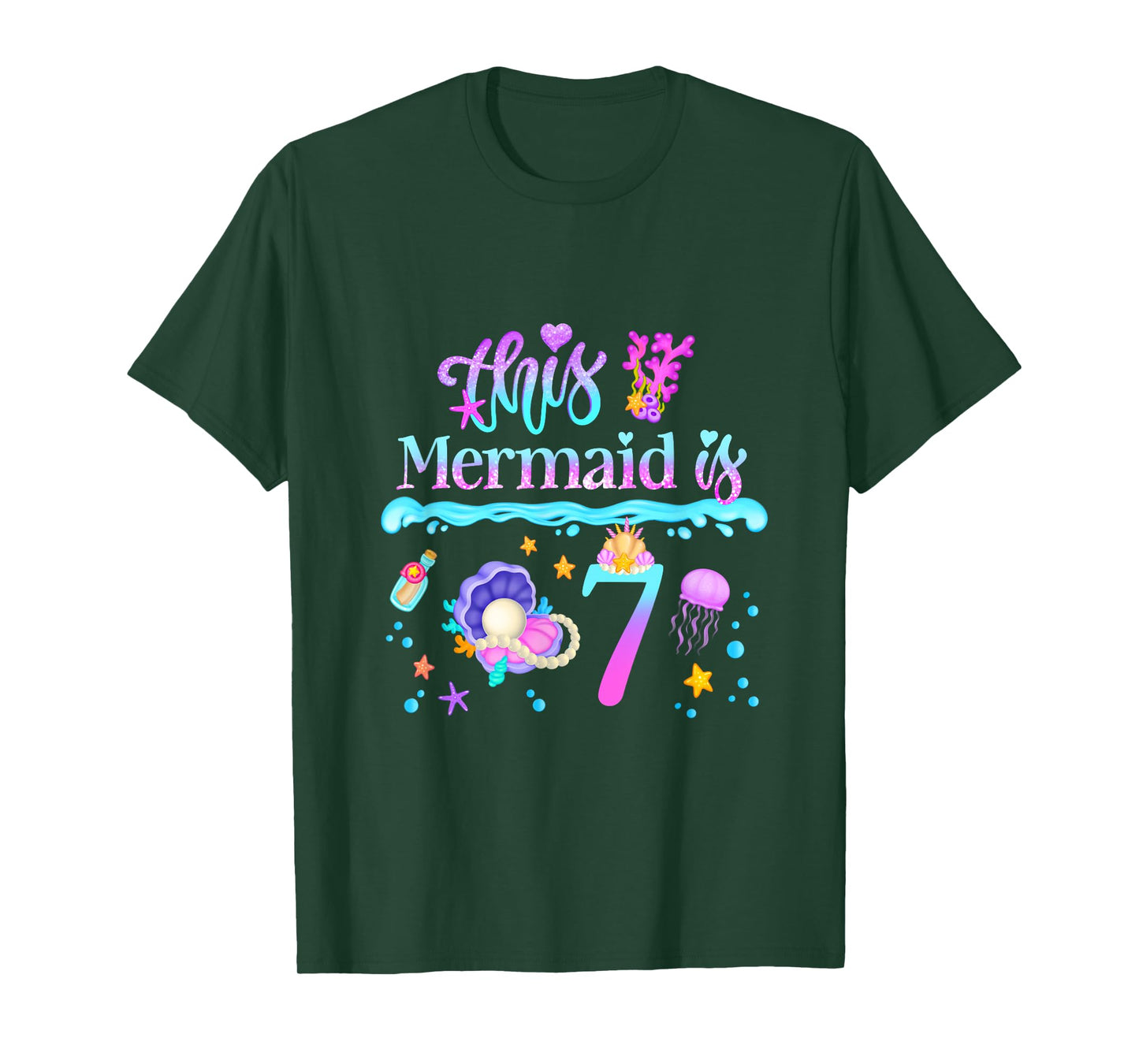 This Mermaid is 7 Years Old 7th Girls Birthday Party Kids T-Shirt