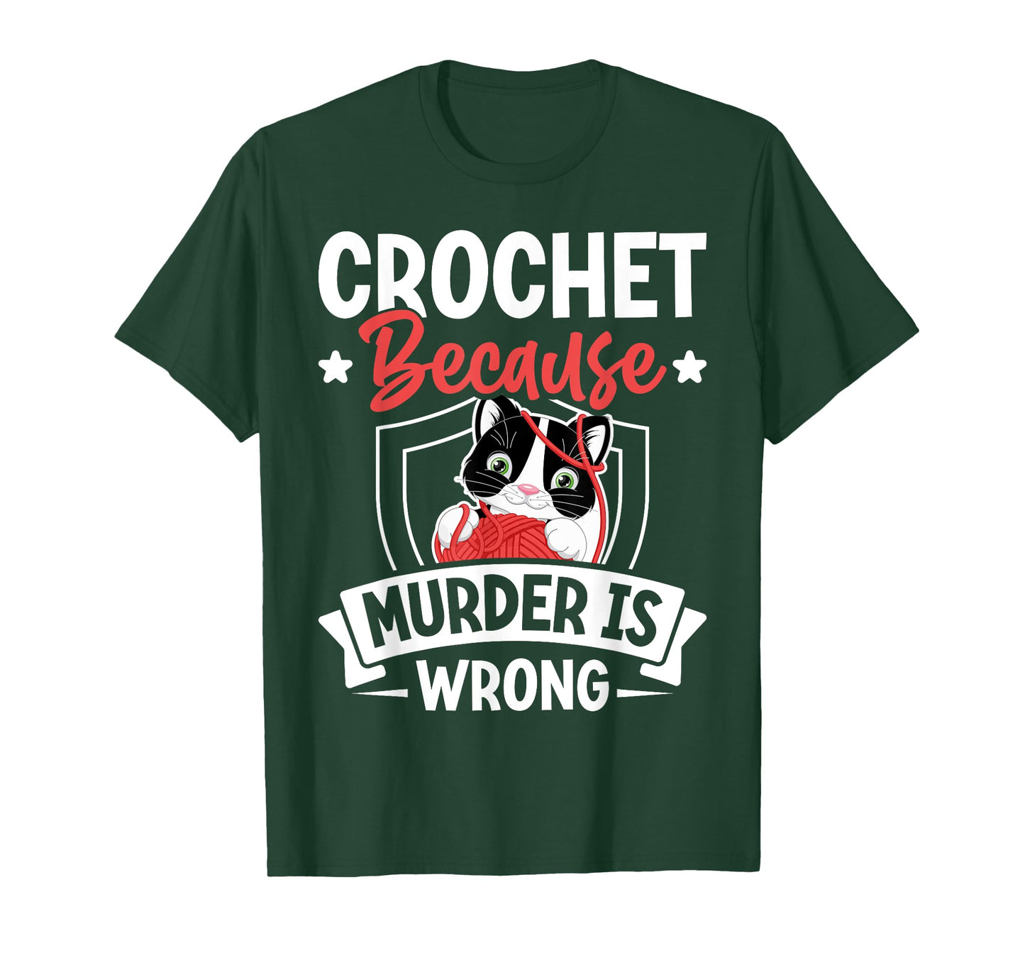 Crochet Because Murder Is Wrong Unicorn Crocheting T-Shirt