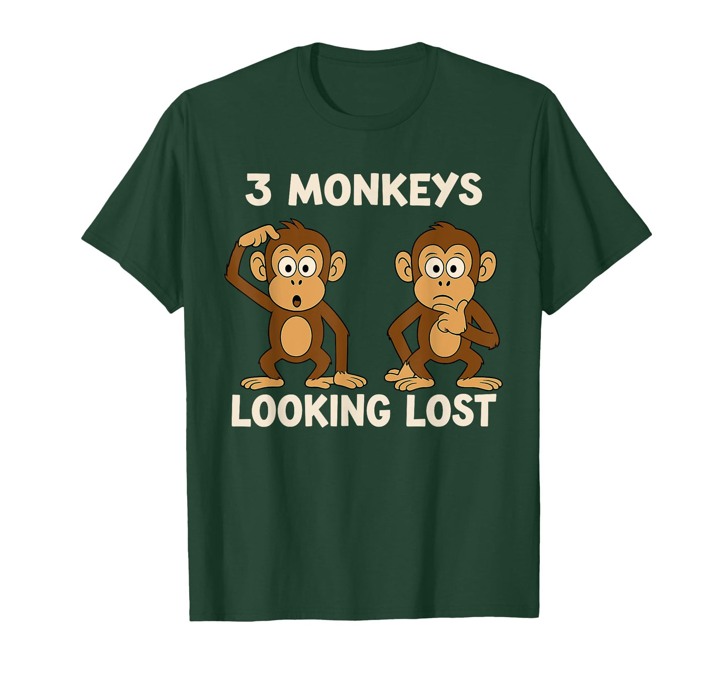 Sarcastic Kid Humor Three Monkeys Looking Lost Sarcasm Funny T-Shirt