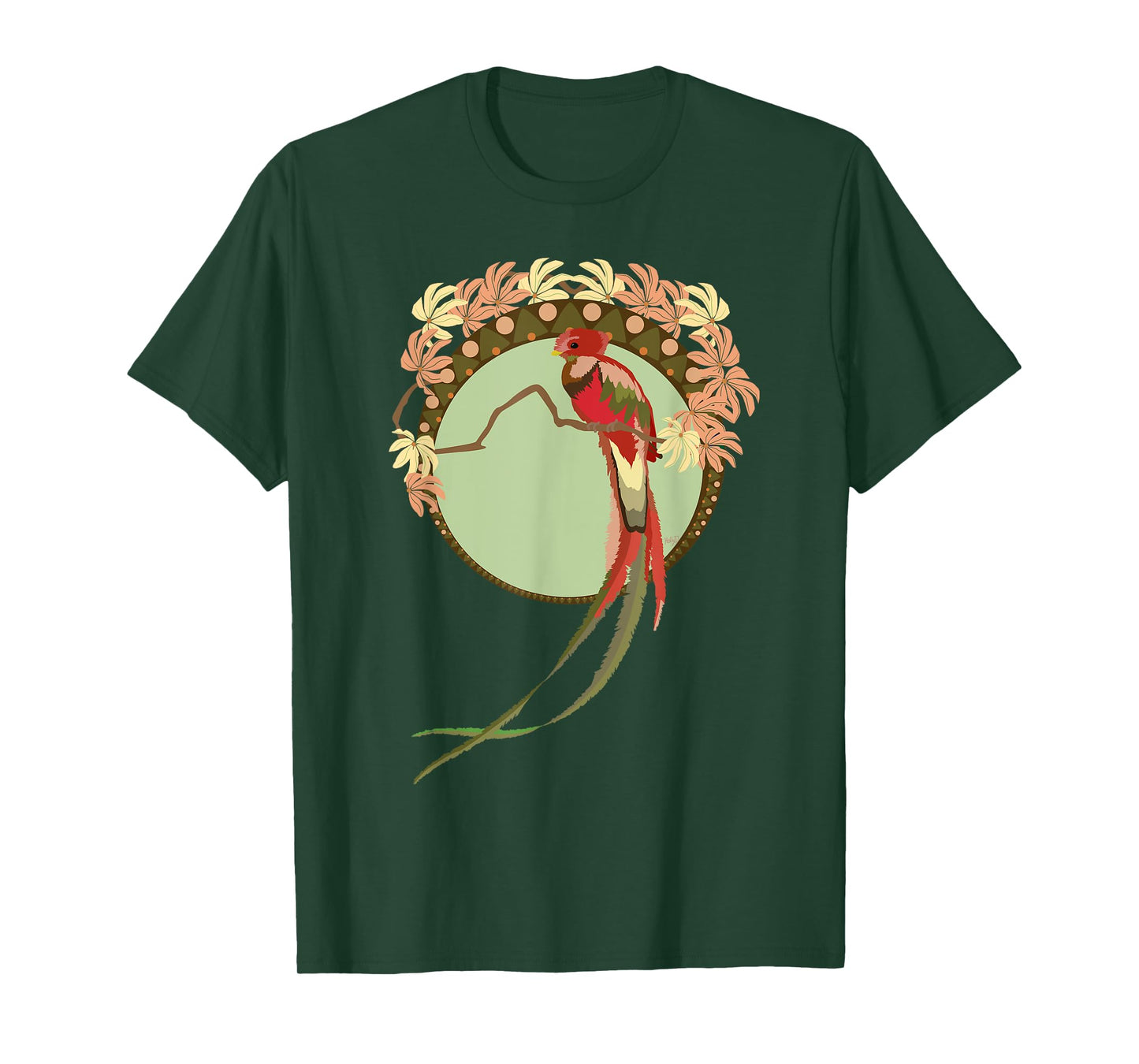 Art Nouveau Quetzal Bird Tee Shirt T-Shirt