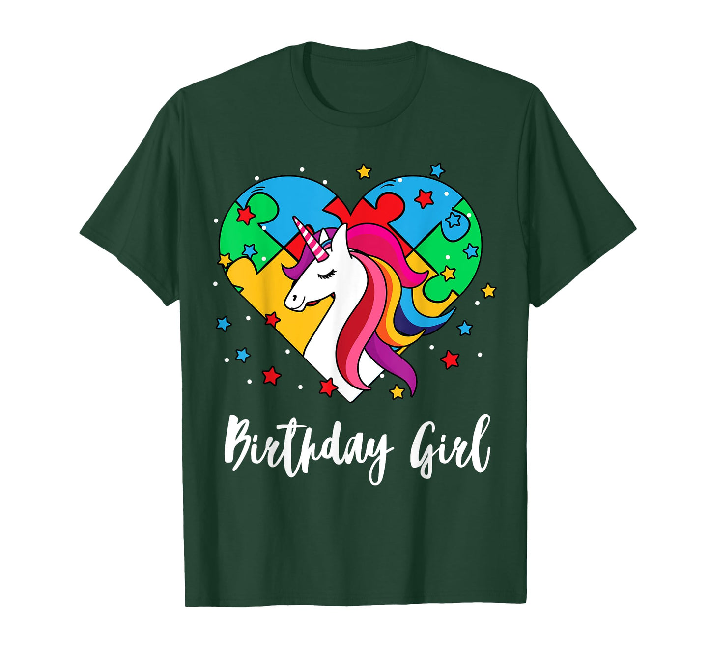 Unicorn Puzzle Heart Bday Girl Cool Autism Awareness Gift T-Shirt