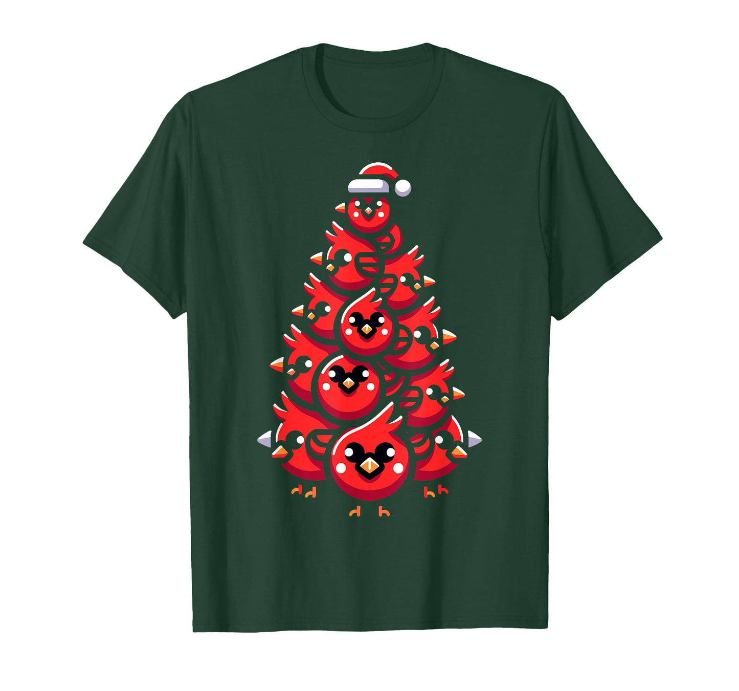 Cardinal Birds Christmas Tree Funny Cardinal Birds Xmas T-Shirt