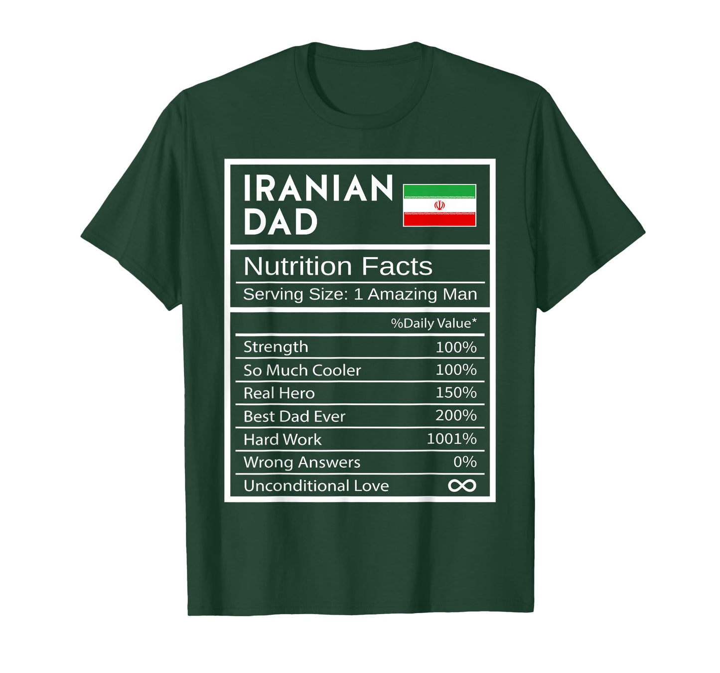 Iranian Dad Nutrition Facts National Pride Gift For Dad T-Shirt