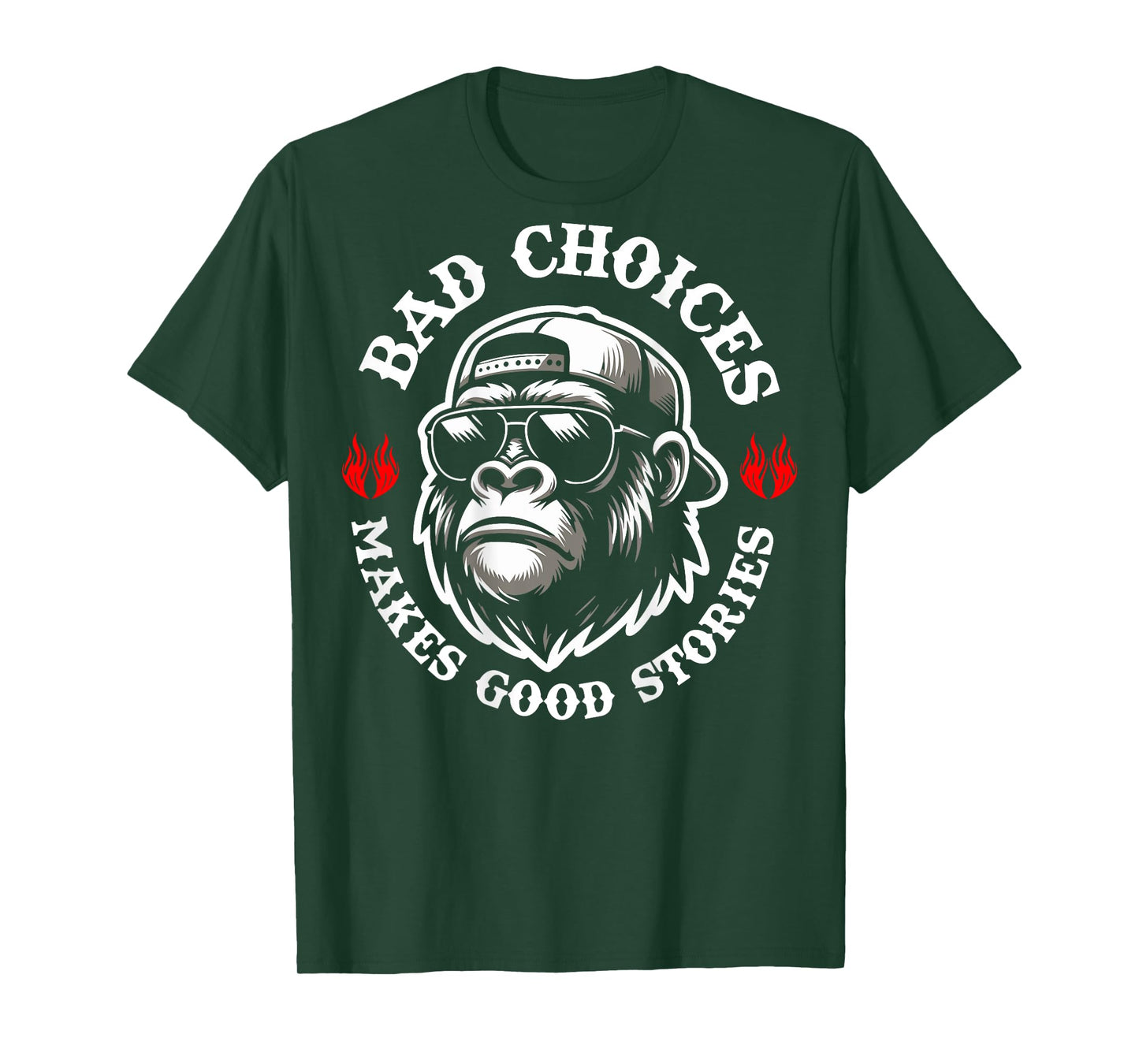 Funny Monkey Bad Choices Make Good Stories (On Back) T-Shirt