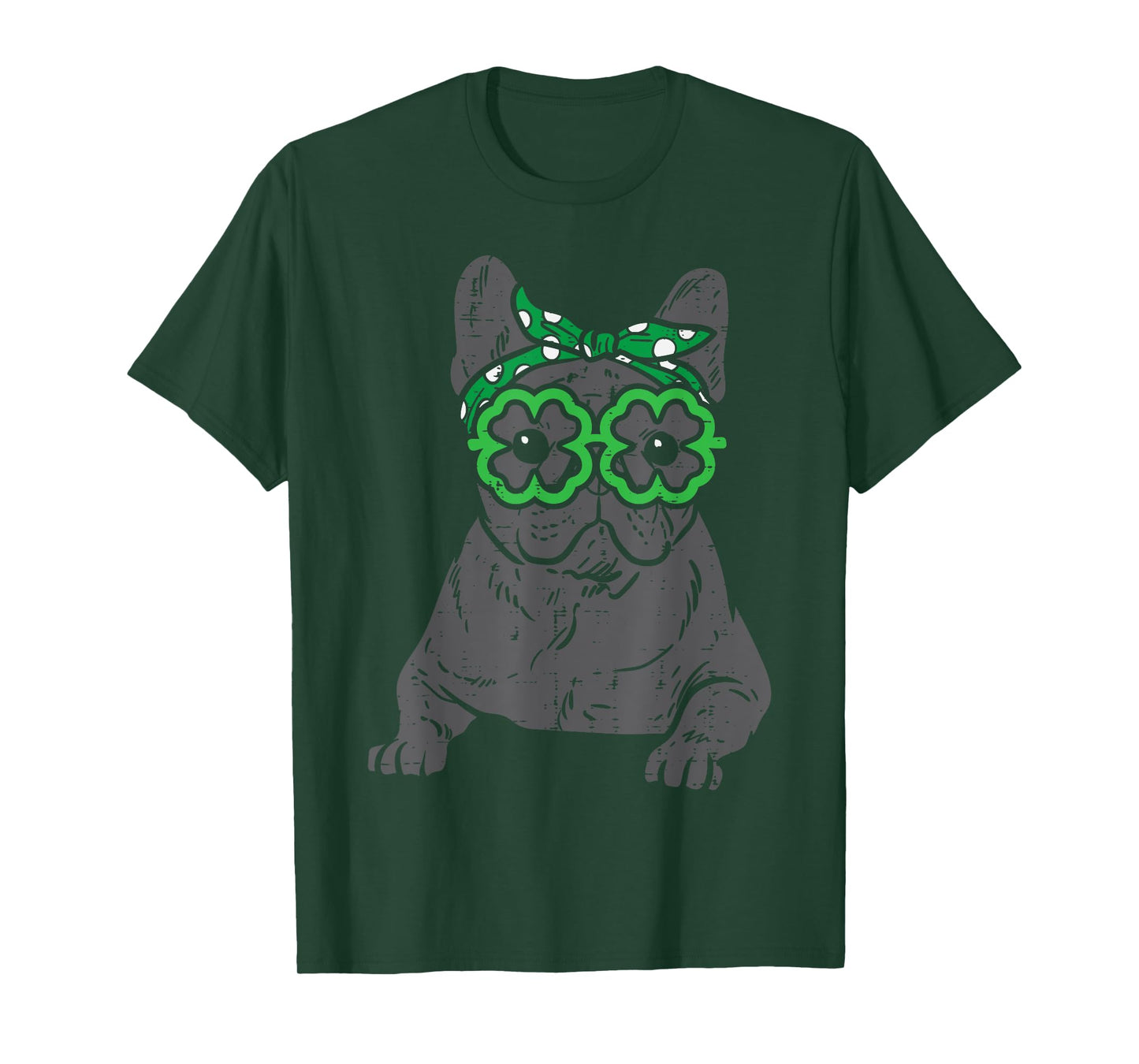 French Bulldog Shamrock Glasses St Patricks Day Dog Gift Men Women Kids T-Shirt