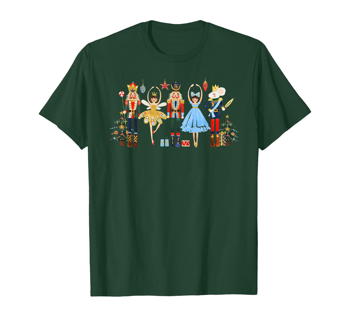 Retro Nutcracker Ballet Christmas Tree Shirts For Women Girl T-Shirt