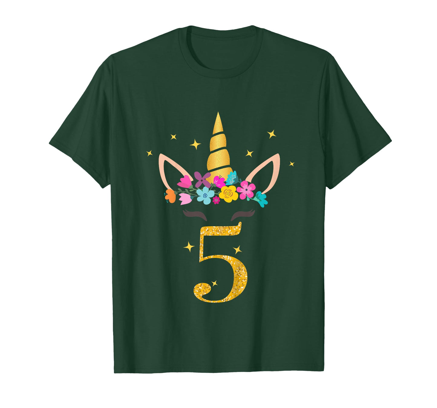 Kids 5th Birthday Unicorn Design for Girls 5-Year-Old T-Shirt