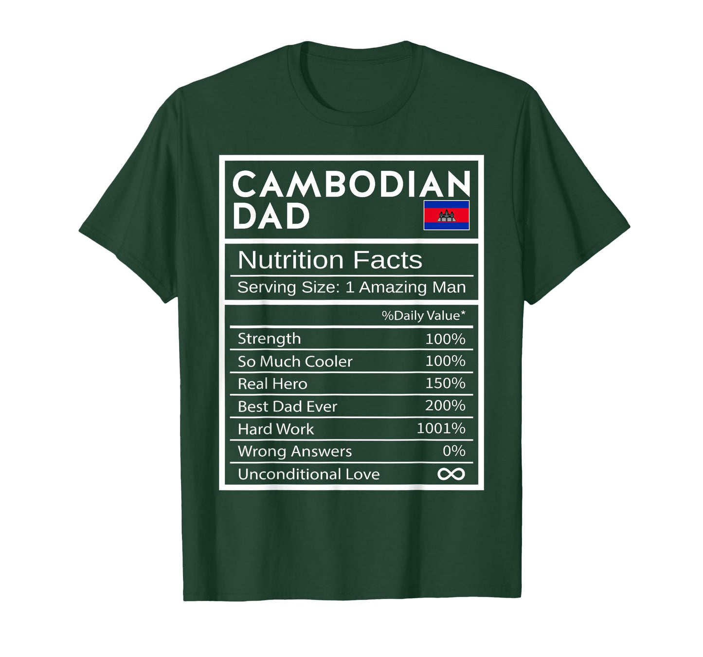 Cambodian Dad Nutrition Facts National Pride Gift For Dad T-Shirt
