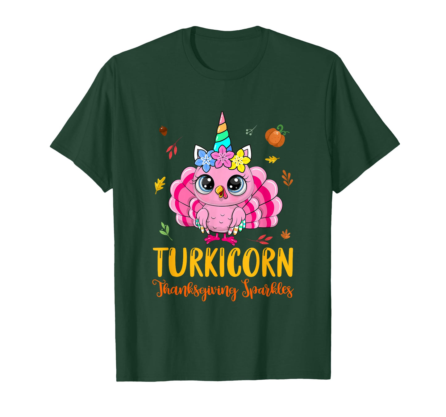 Cute Unicorn Turkey Funny Thanksgiving Turkicorn Girl Kids T-Shirt