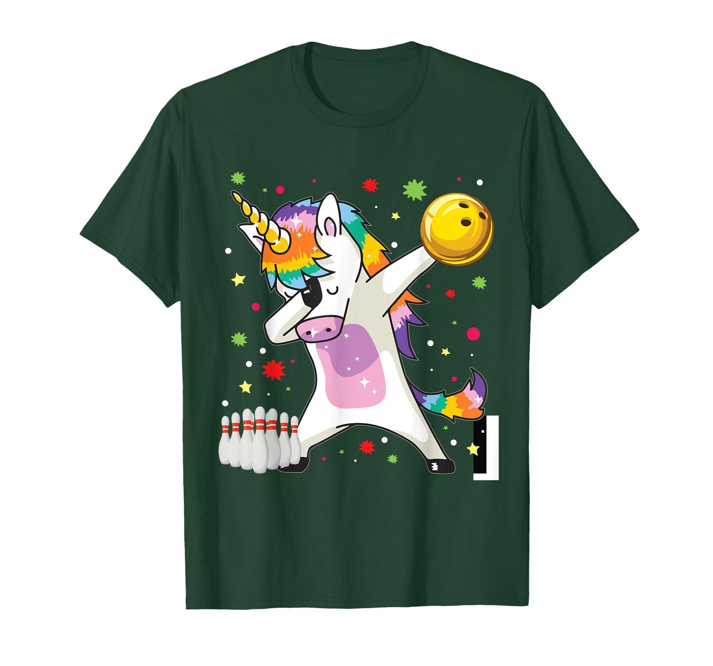 Dabbing Unicorn Bowling Funny Bowling Boy Girl T-Shirt
