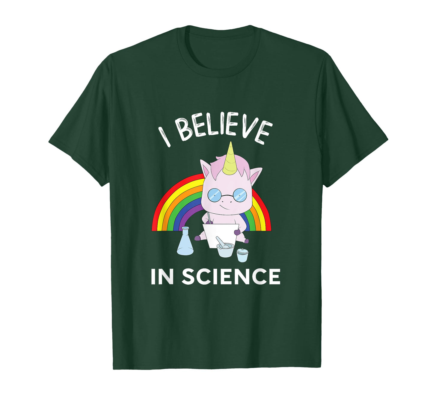 Unicorn Scientist I Believe In Science Funny T-Shirt T-Shirt
