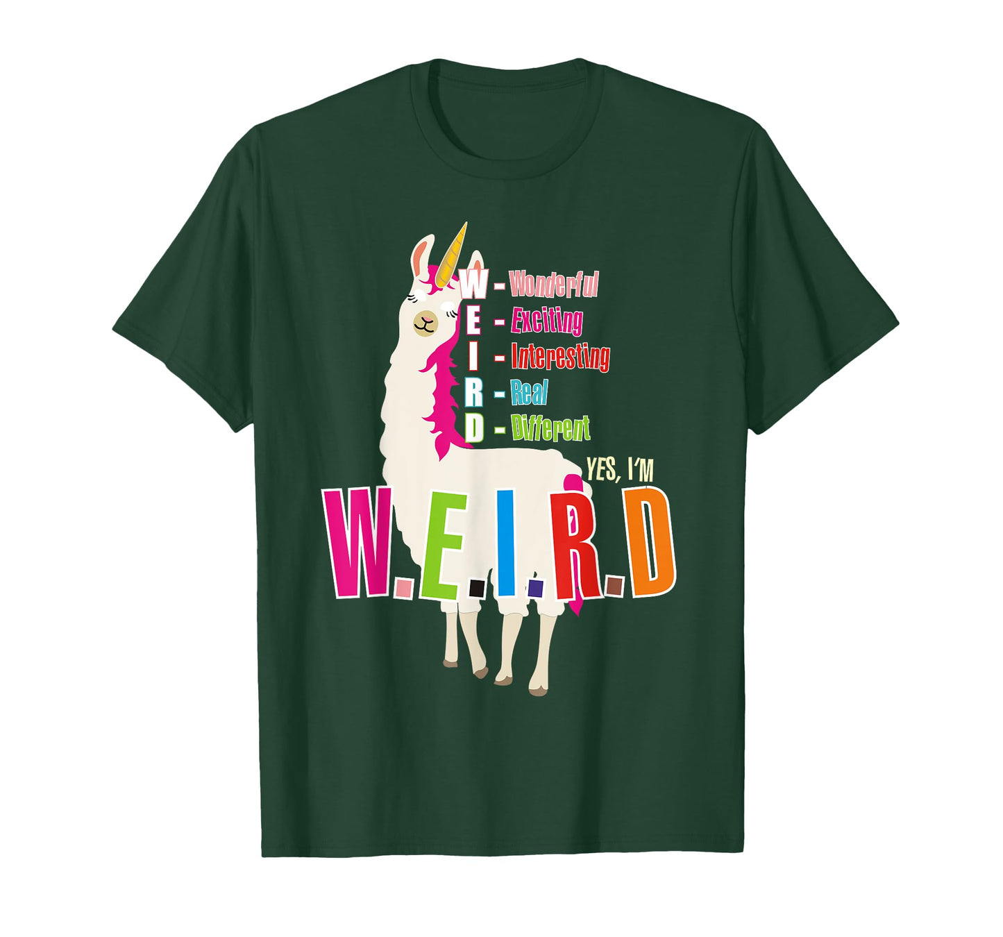 Yes I'm WEIRD Llamacorn Funny Cute Llama Unicorn T-Shirt