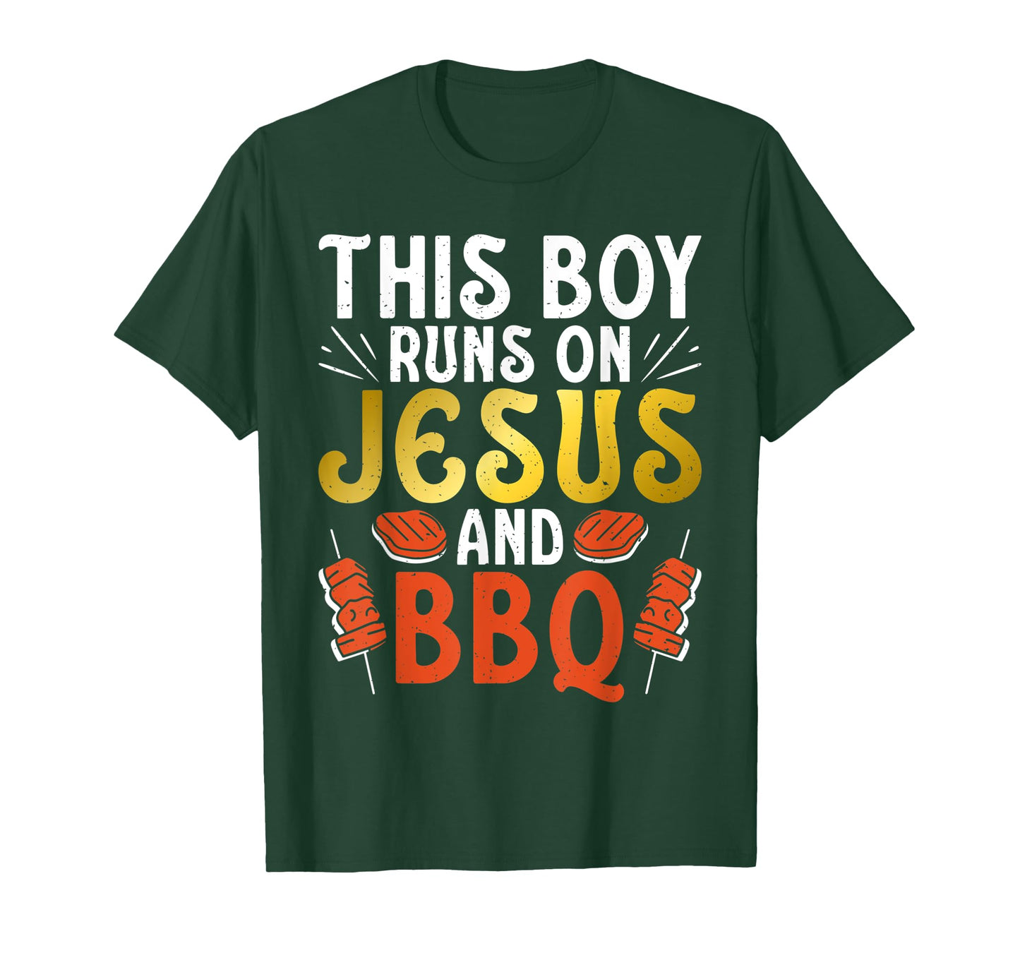 This Boy runs on Jesus and BBQ Grill Barbecue Grilling T-Shirt