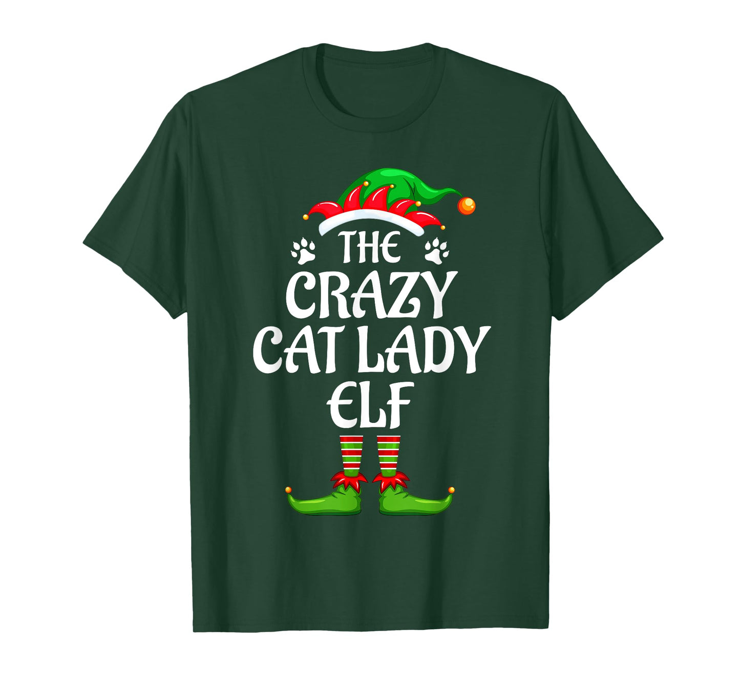 Crazy Cat Lady Elf Matching Family Group Christmas Party T-Shirt