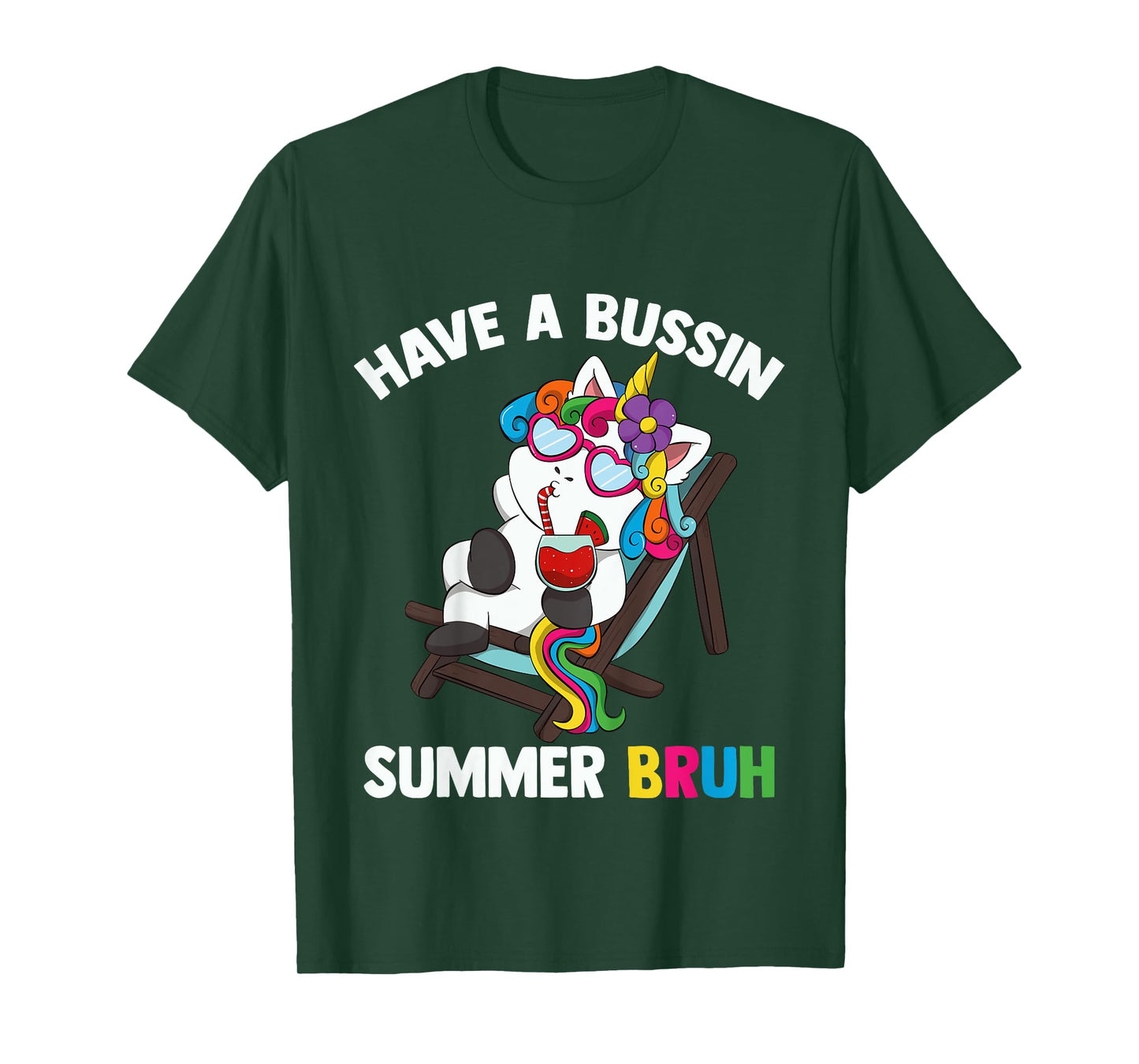 Kids Have A Bussin Summer Bruh Unicorn For Kid Last Day Of School T-Shirt