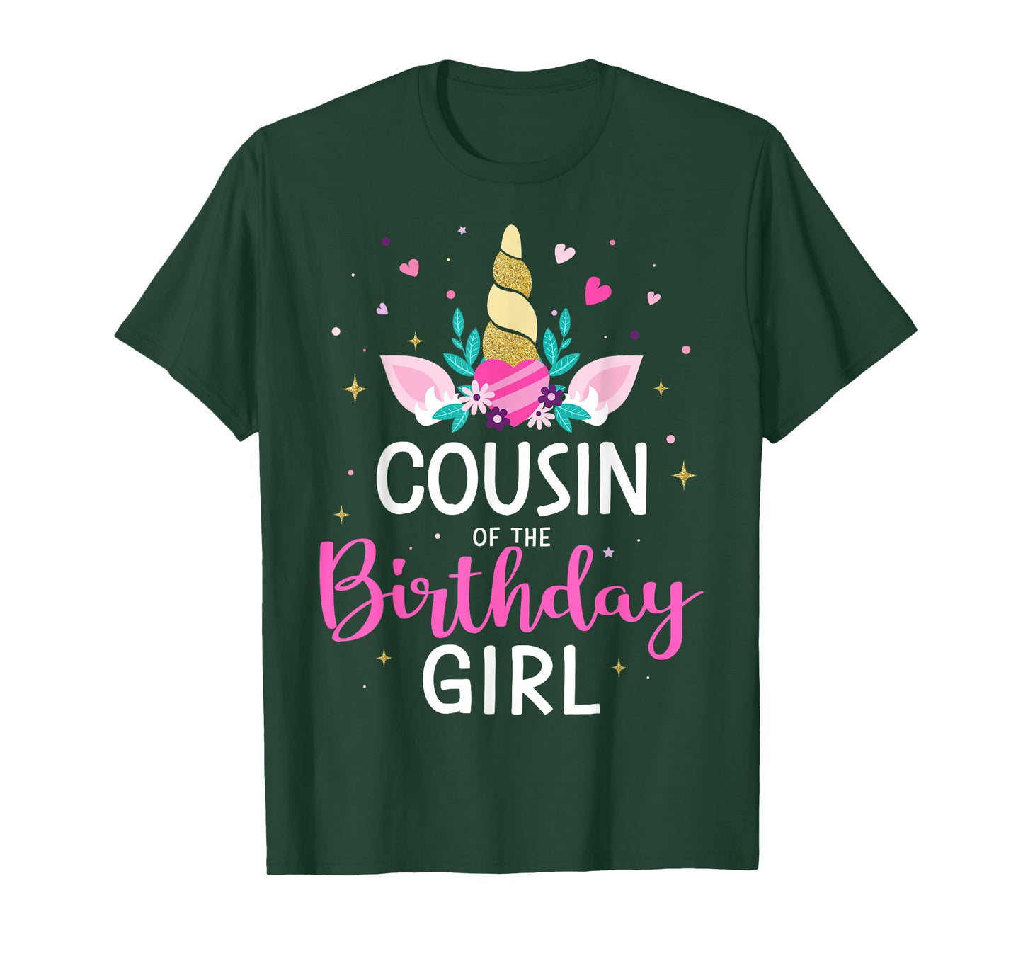 Cousin of the birthday girl matching family unicorn party T-Shirt