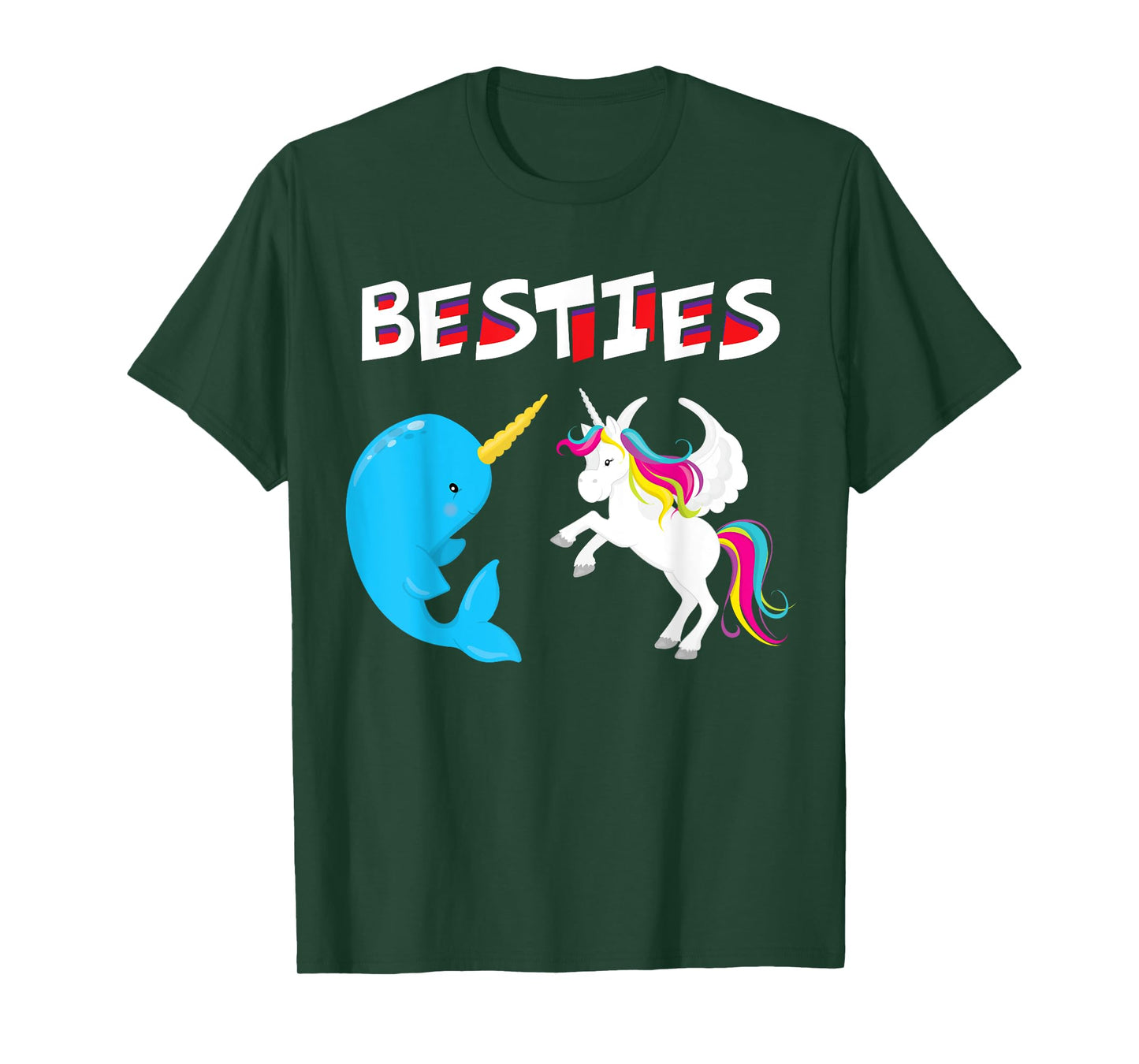 Besties Funny Unicorn and Narwhal Narwhale T-Shirt T-Shirt