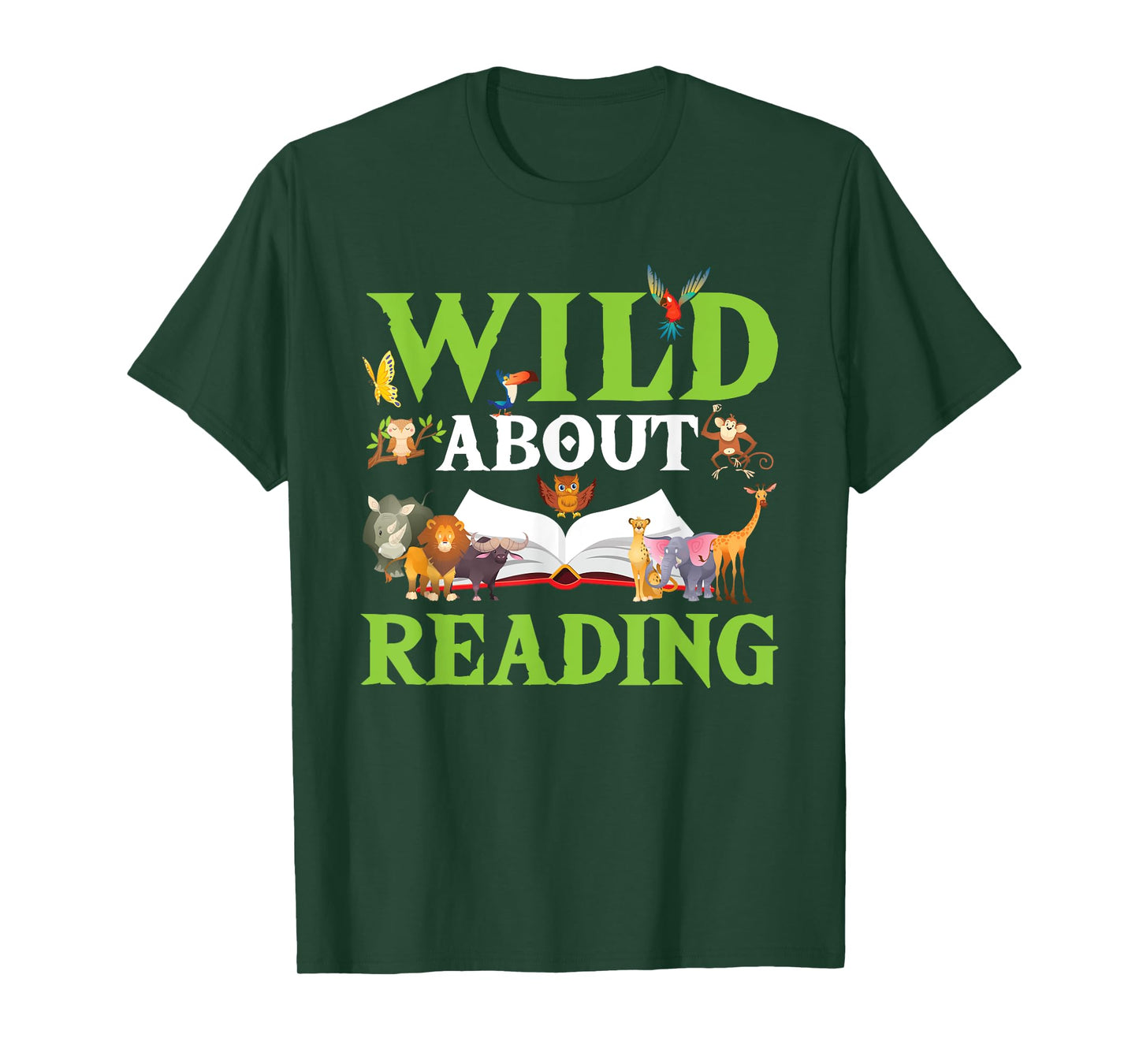 Wild About Reading Animals Books Reader Lover Gift T-Shirt