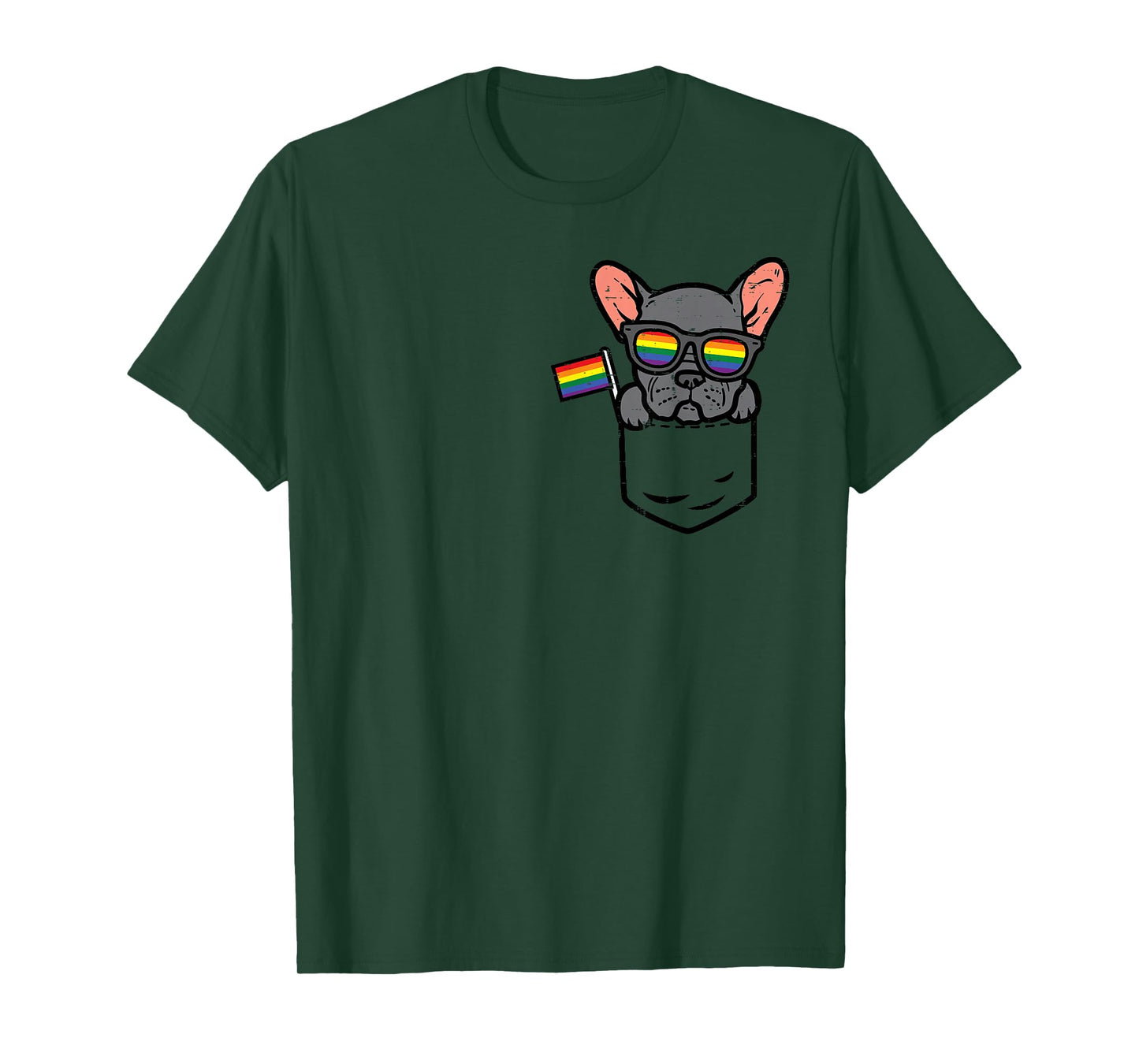 French Bulldog Frenchie Dog Pocket LGBTQ Rainbow Gay Pride T-Shirt