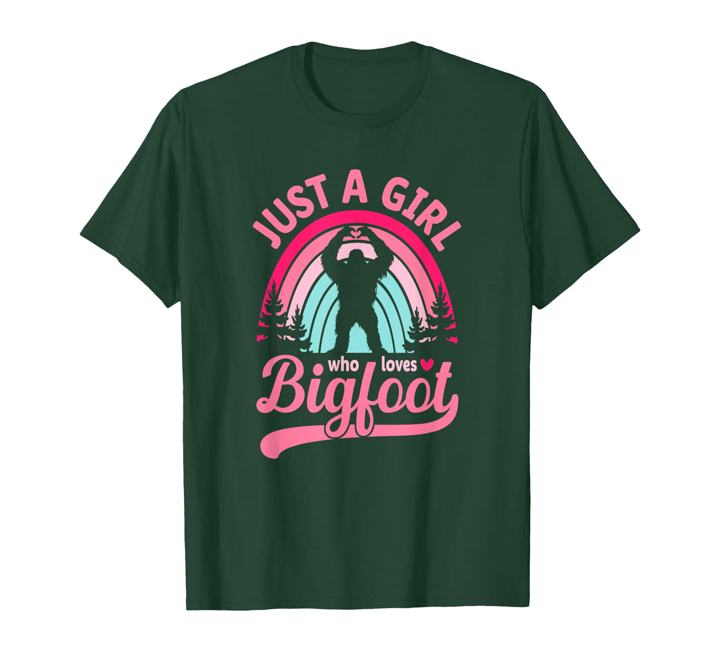 Retro Rainbow Just A Girl Who Loves Bigfoot T-Shirt