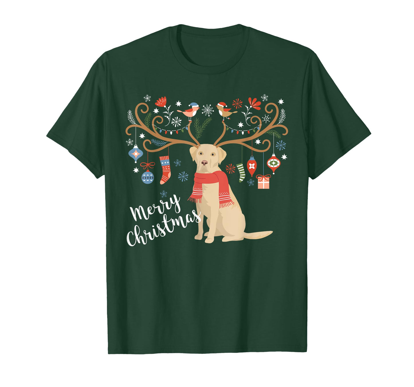 Yellow Labrador Retriever Christmas Dog T-Shirt for Men Women Kids
