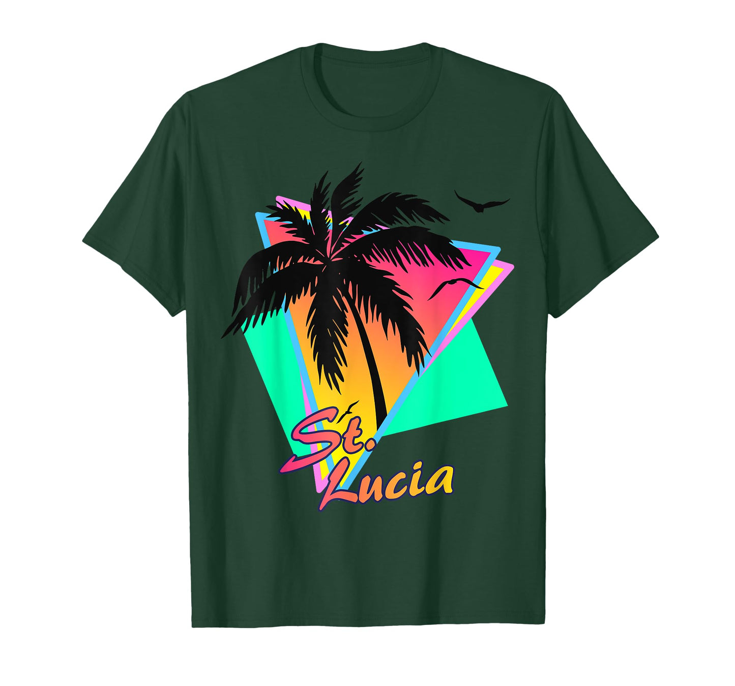 St. Lucia 80s Tropical Summer Beach Palm Tree Sunset T-Shirt