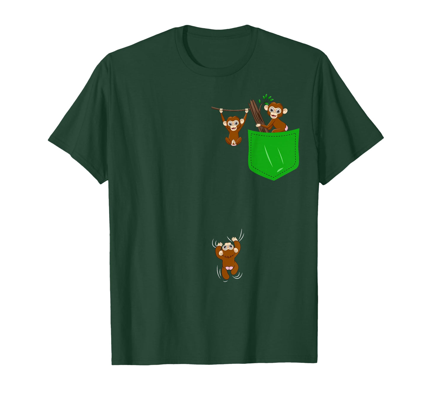 Monkey Lover Shirt Cute Monkey Pocket Shirt for Kids Monkey T-Shirt