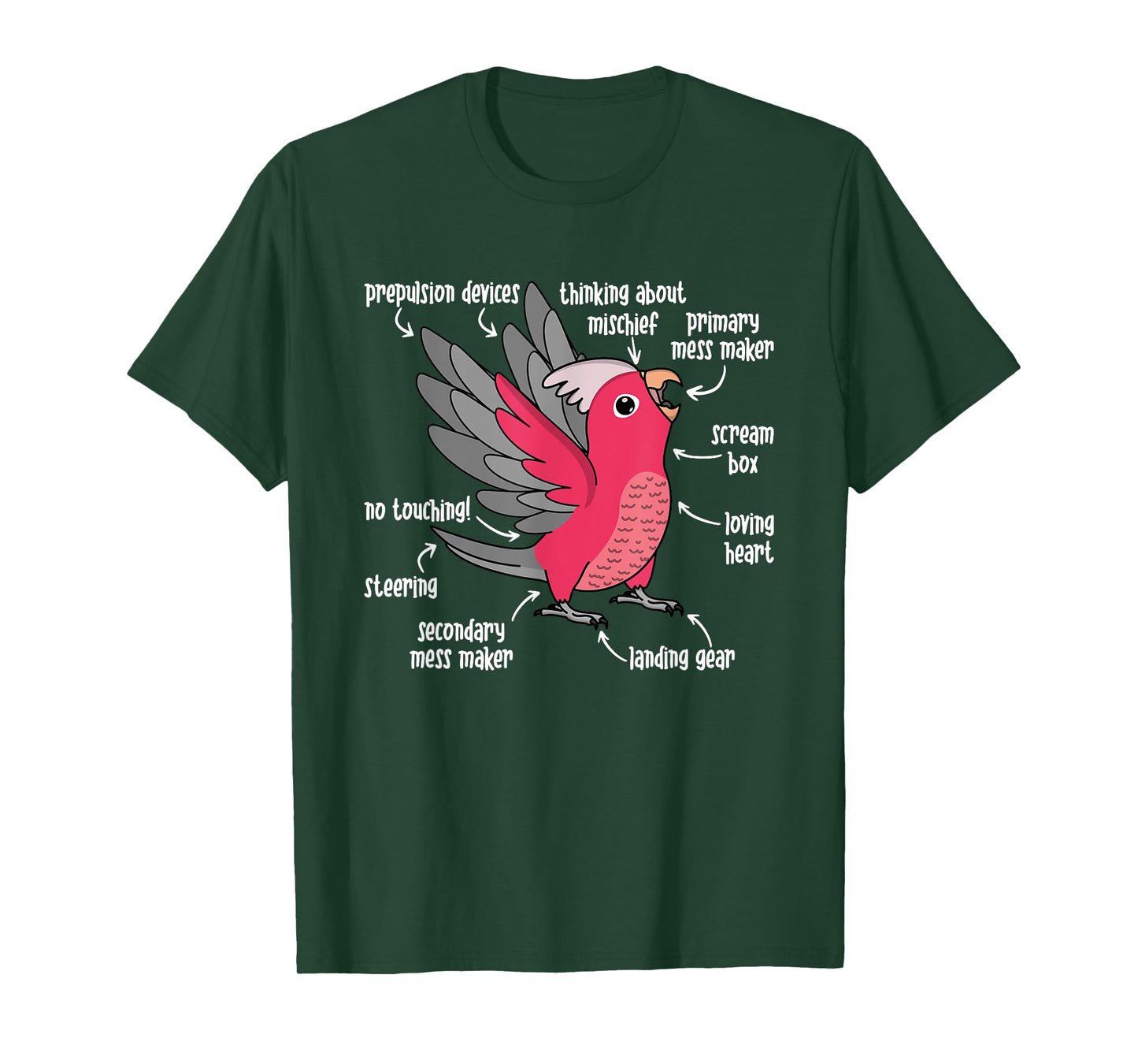 Parrot Anatomy I Rose-breasted Galah Cockatoo T-Shirt