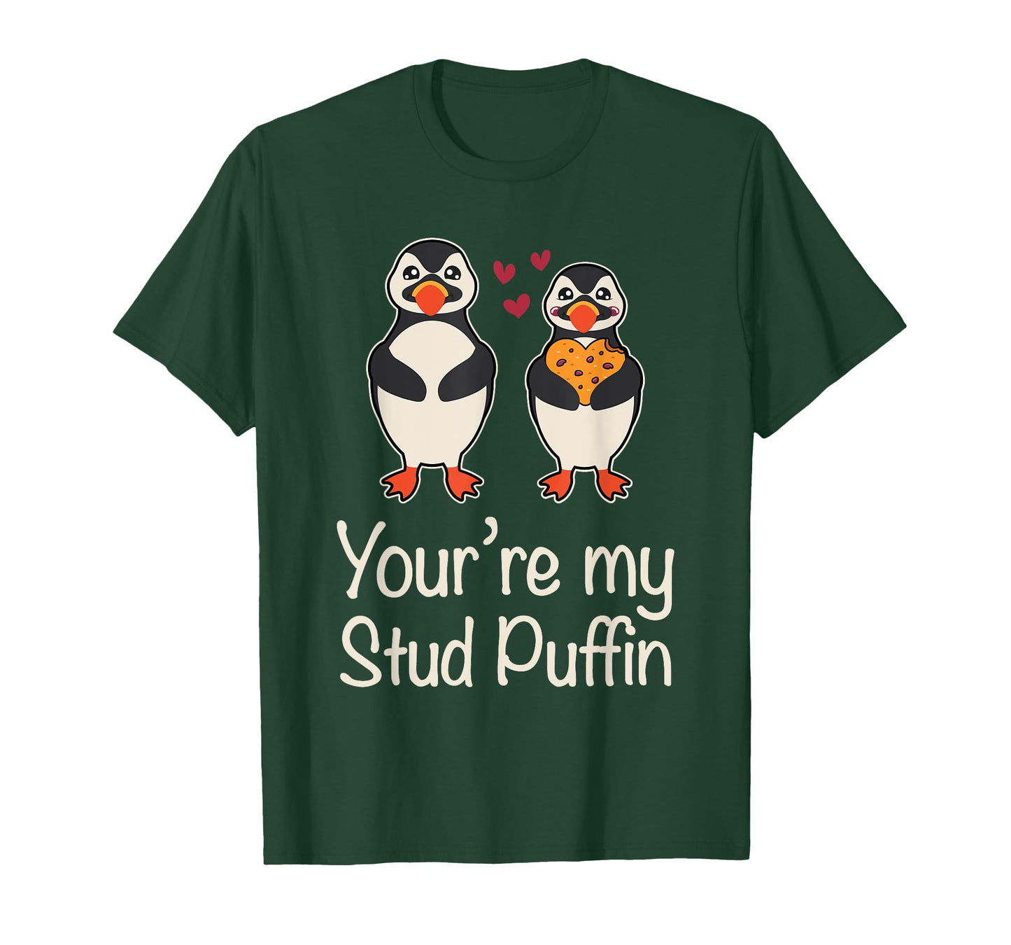 Stud Puffin Hearts Apparel For Couples Cute Seabird Puffins T-Shirt