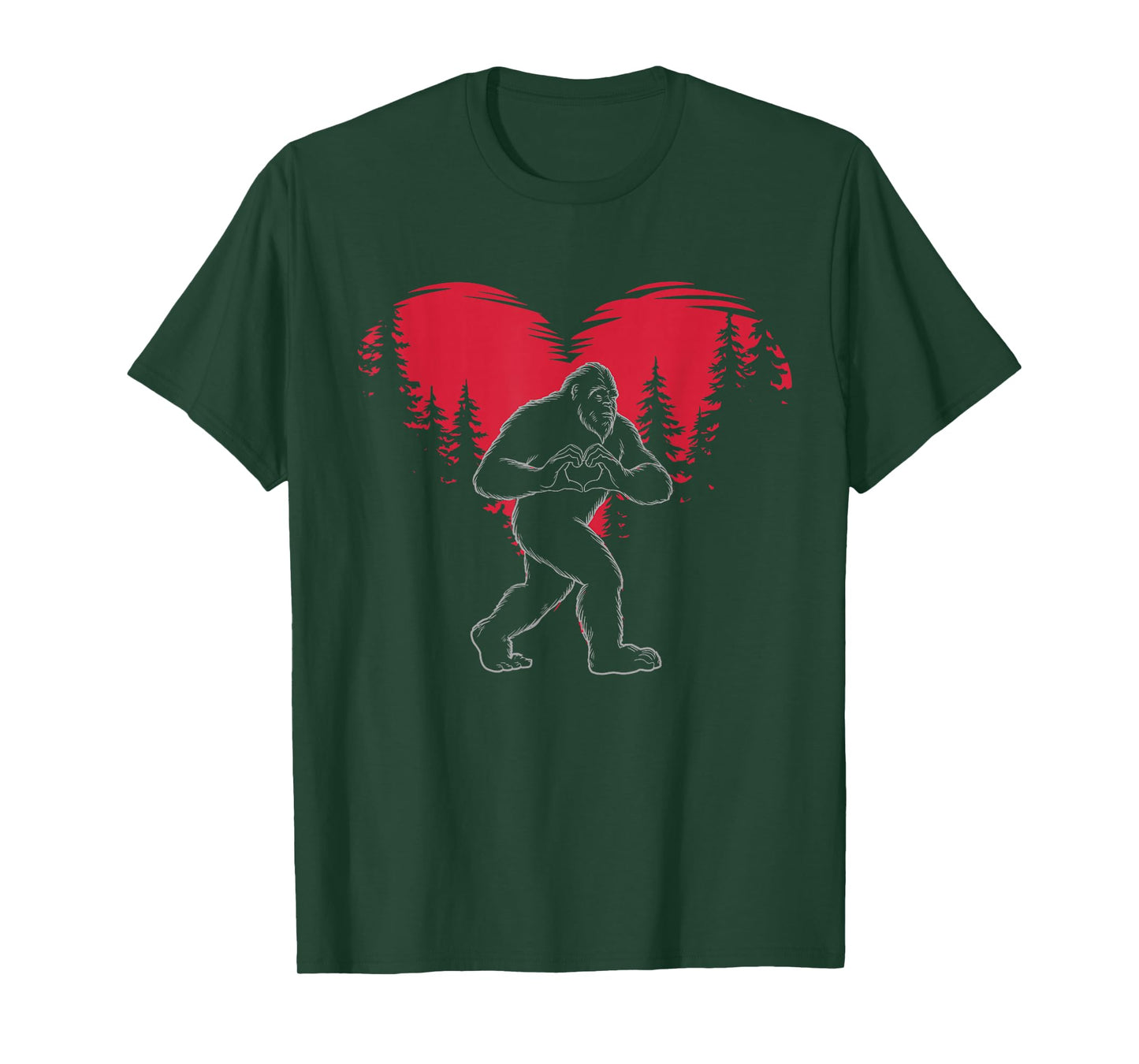 Funny Bigfoot in Love Heart Happy Valentine's Day T-Shirt