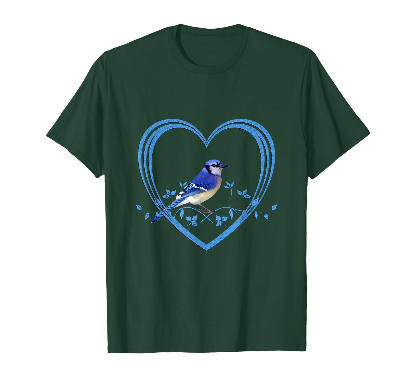 Blue Jay Bird in Heart T-Shirt