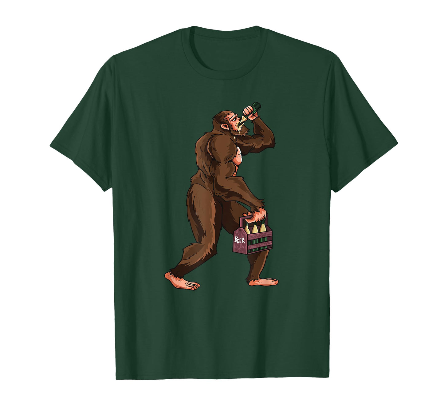 Funny Bigfoot Carrying Drinking Beer Oktoberfest Yeti Lover T-Shirt