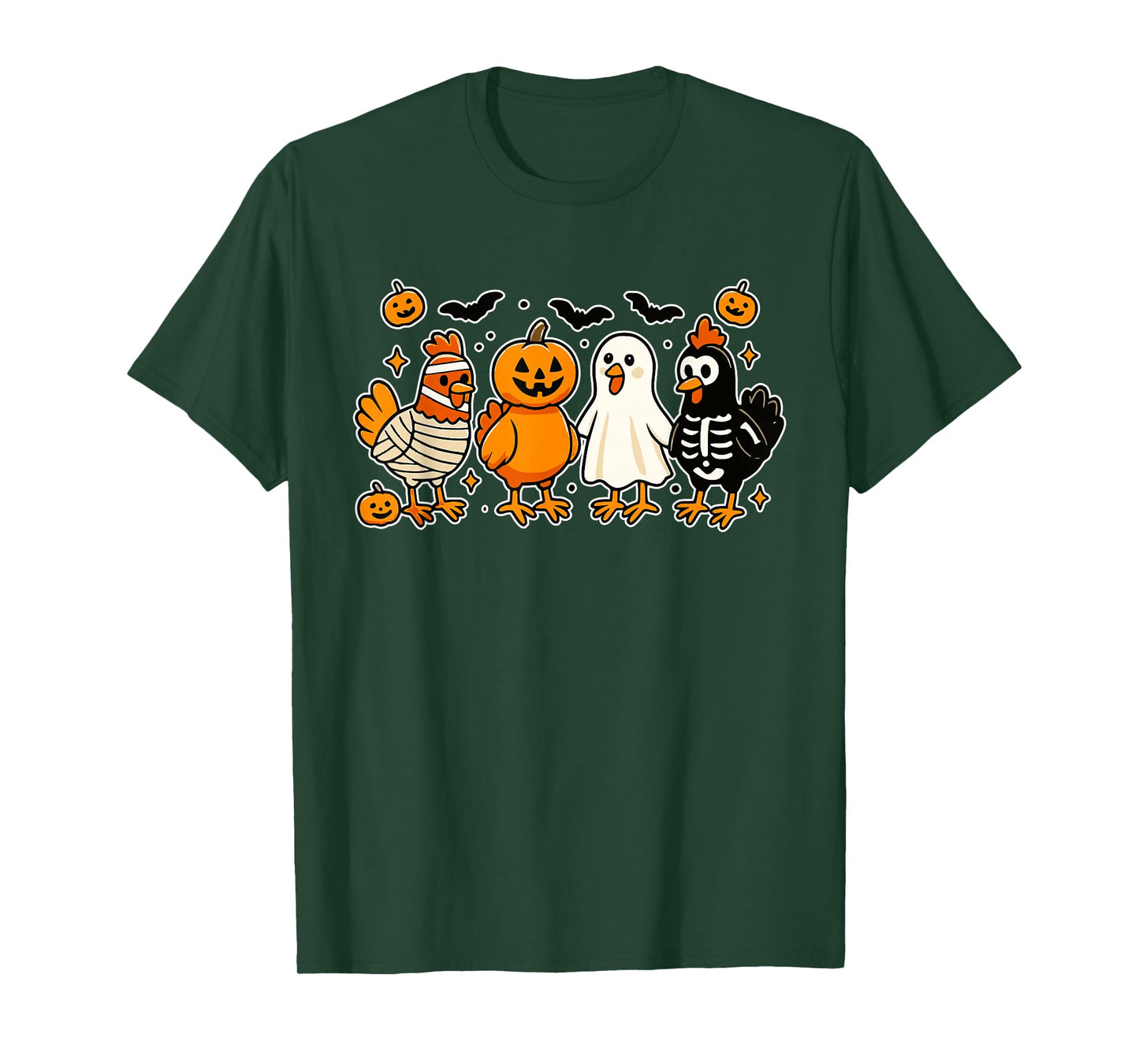 Mummy Chicken Skeleton Ghost Pumpkin Halloween Chicken Lover T-Shirt