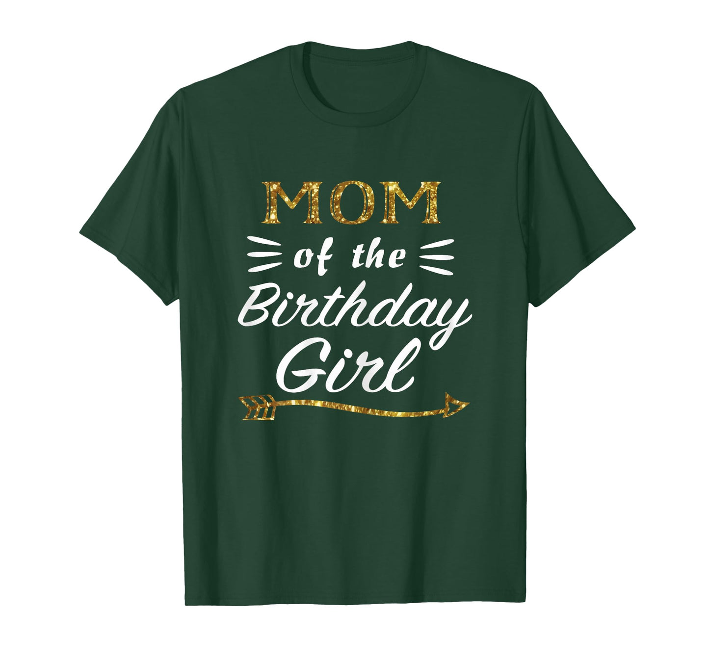 Mom of the Birthday Girl Matching Family Gold Design Mommy T-Shirt