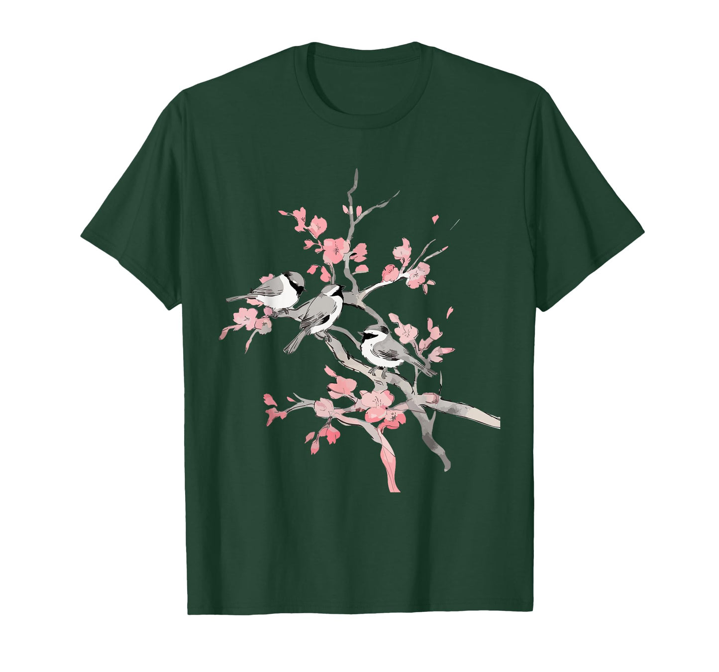 Cherry Blossoms & Birds Birdwatching Bird Lover Cute T-Shirt