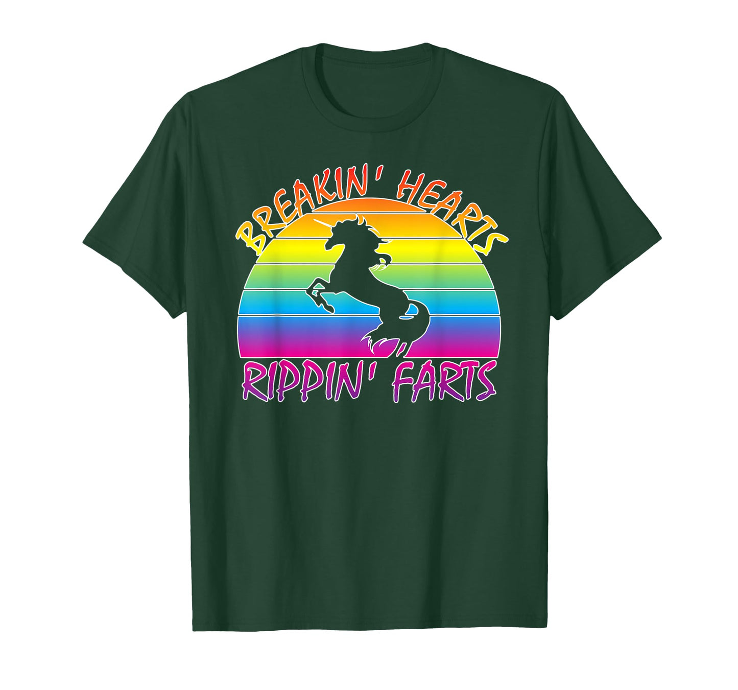 Funny Rainbow Unicorn Breaking Hearts Ripping Farts T-Shirt