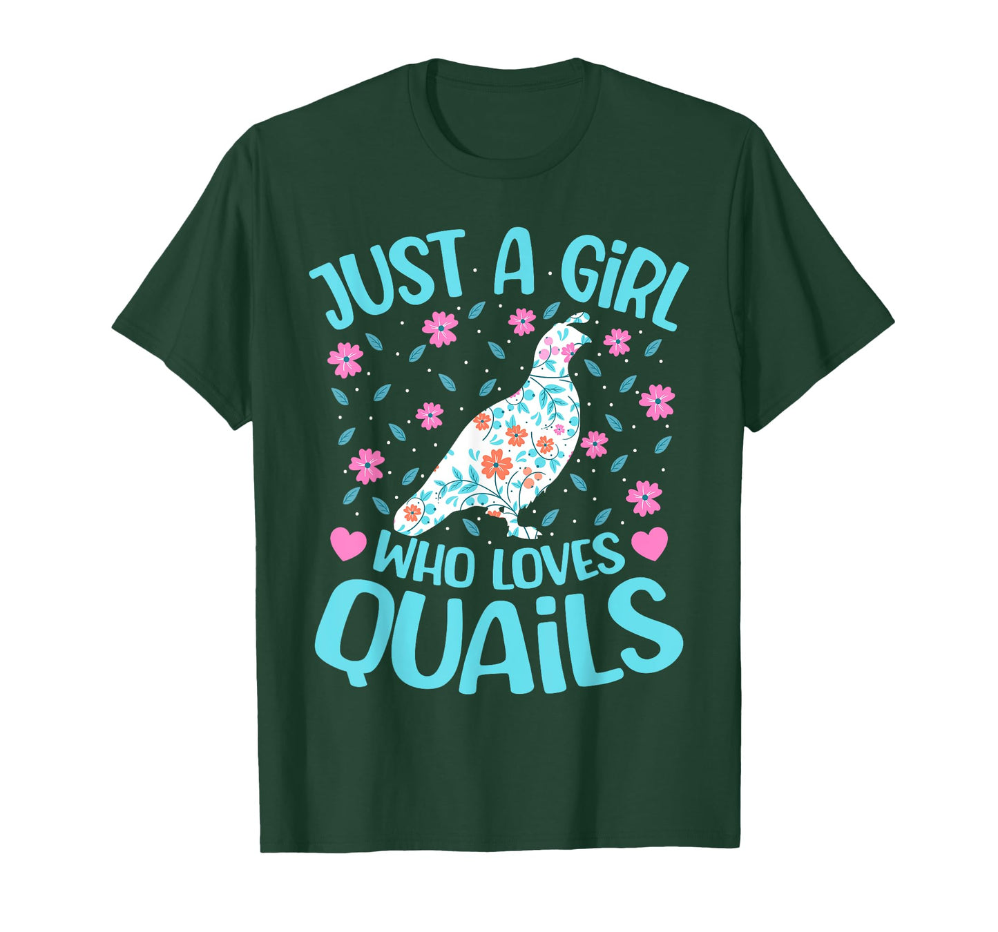 Just A Girl Who Loves Quails Floral Women Girls Quail Bird T-Shirt