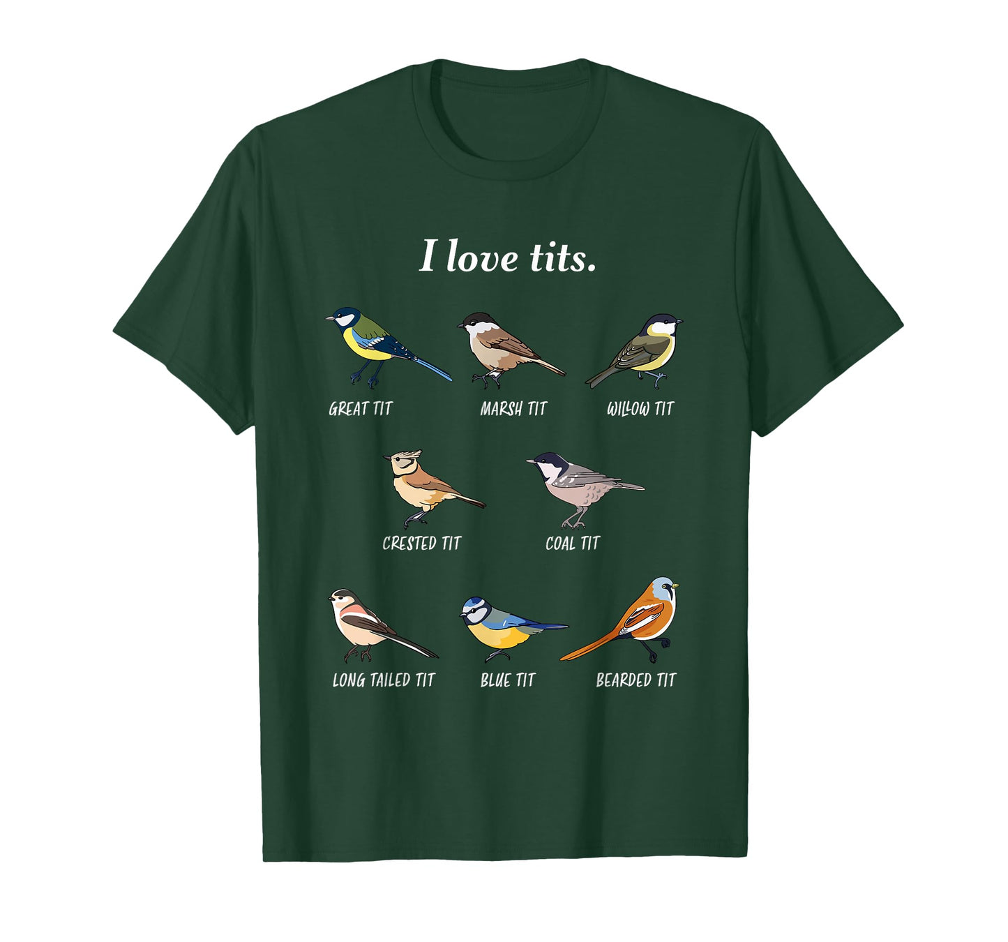 birdwatching bird lover Gift I love tits T-Shirt