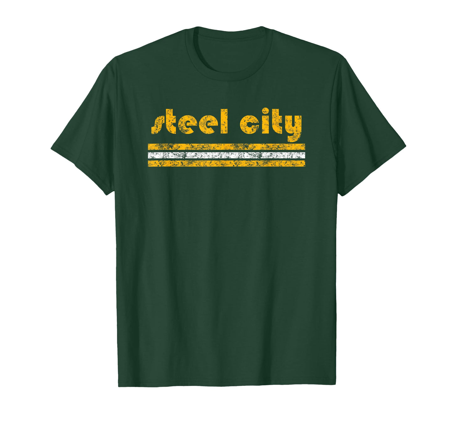 Pittsburgh Retro Three Stripe Weathered Steel City T-Shirt