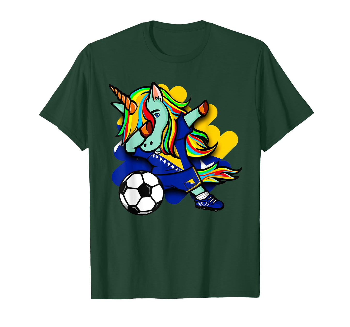 Cute Dabbing Unicorn Bosnia Herzegovina Soccer Lovers Jersey T-Shirt