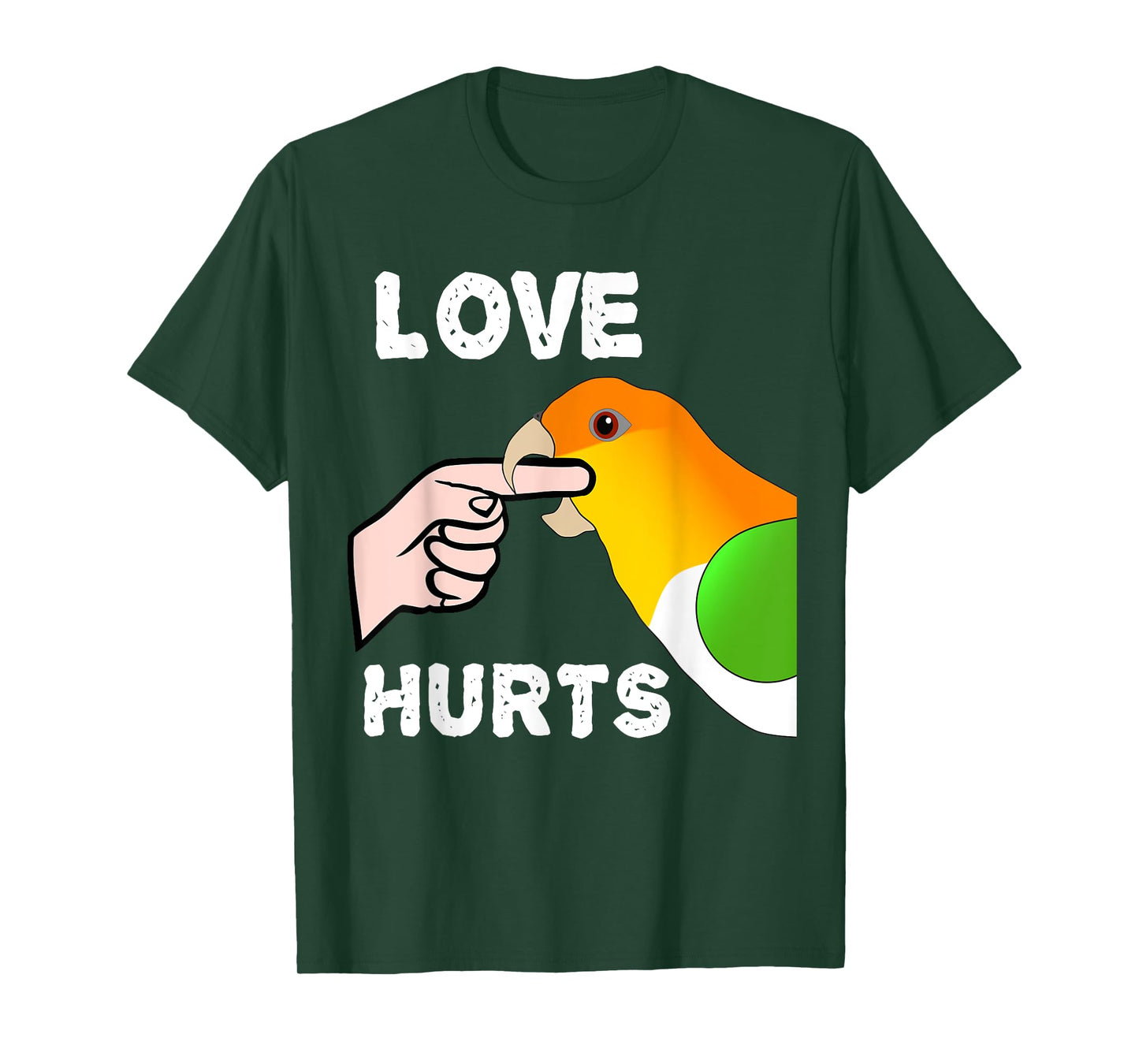 White Bellied Caique Parrot Love Hurts T-Shirt