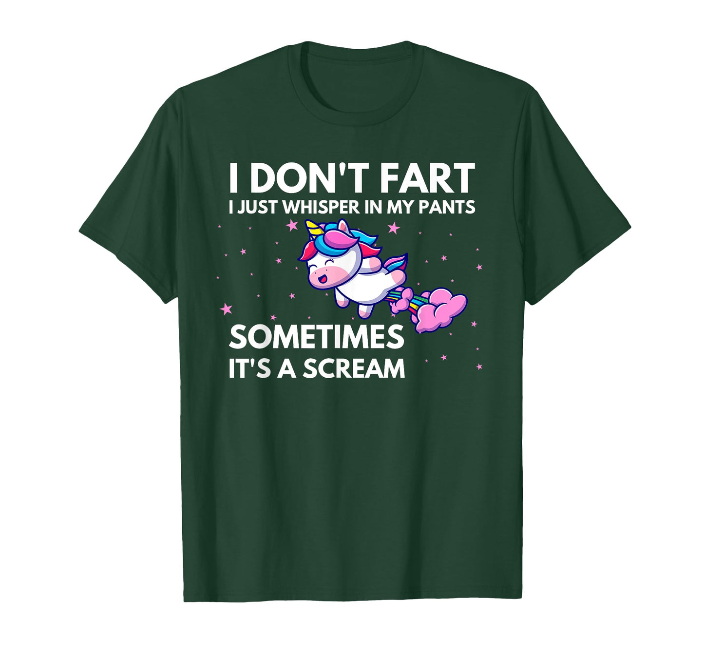 I Don't Fart I Just Whisper In My Pants Funny Unicorn T-Shirt