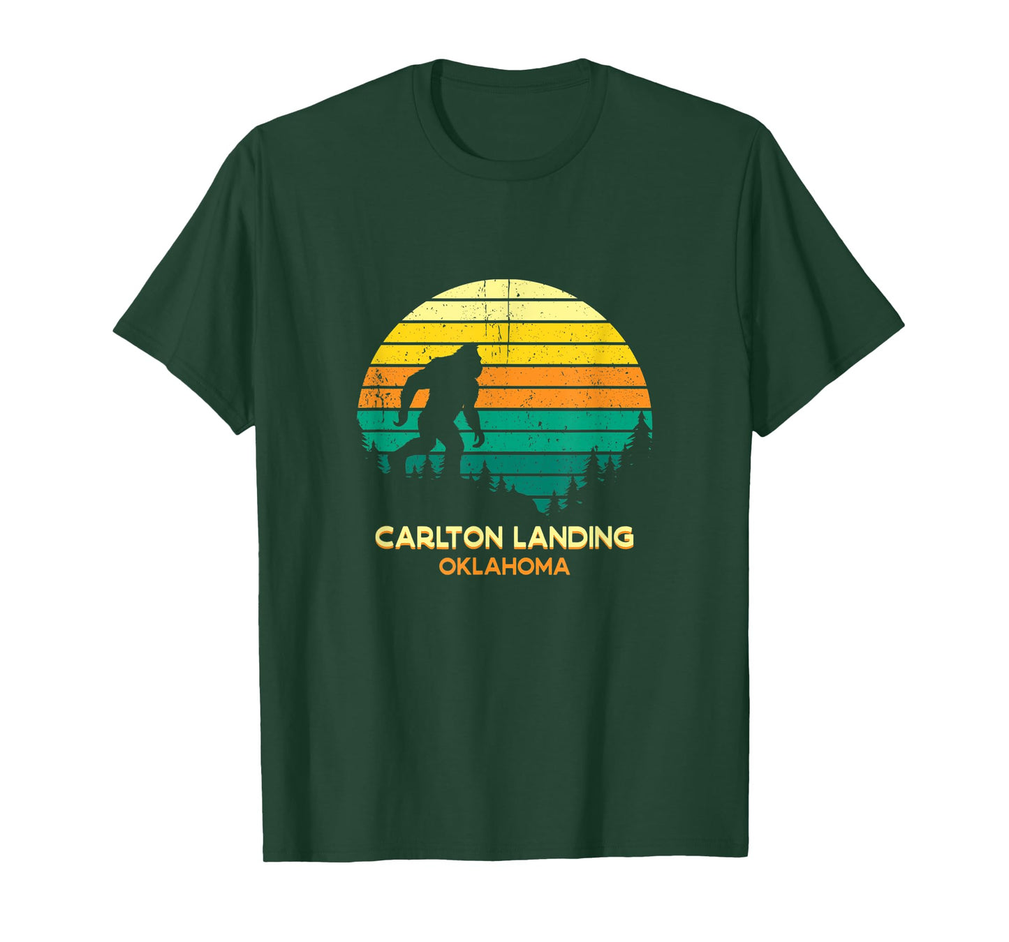 Retro Carlton Landing, Oklahoma Bigfoot Souvenir T-Shirt