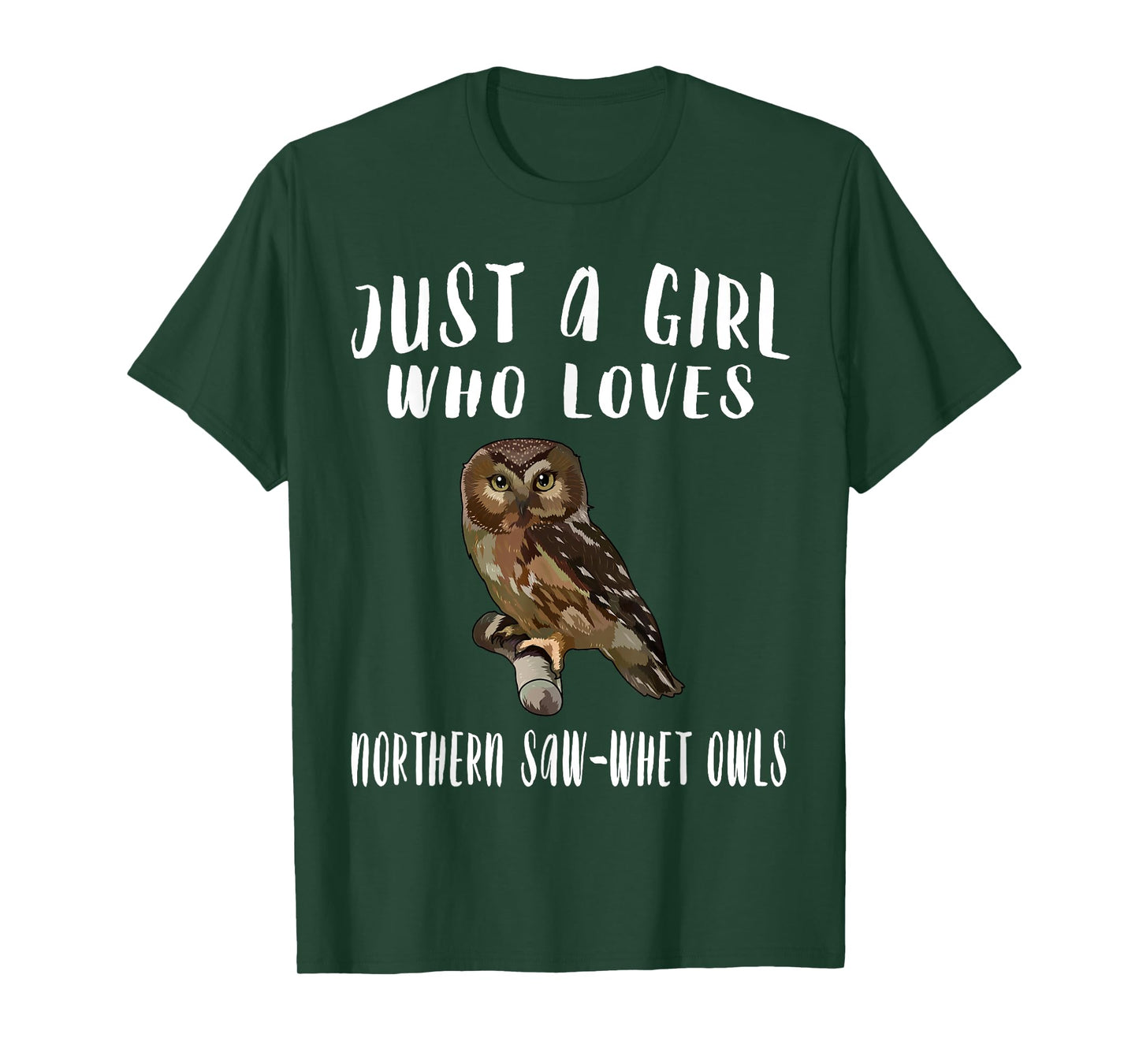 Just A Girl Who Loves Northern Saw-whet Owl Bird Lover Gift T-Shirt