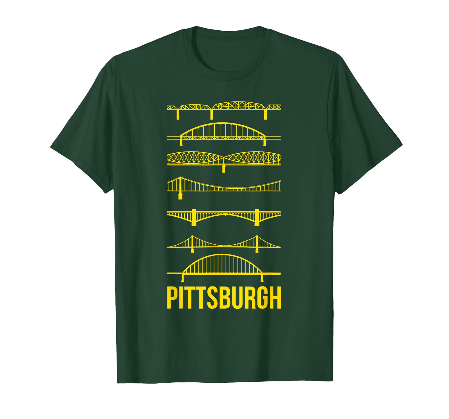 Pittsburgh Bridges Black and Yellow Silhouettes T-Shirt