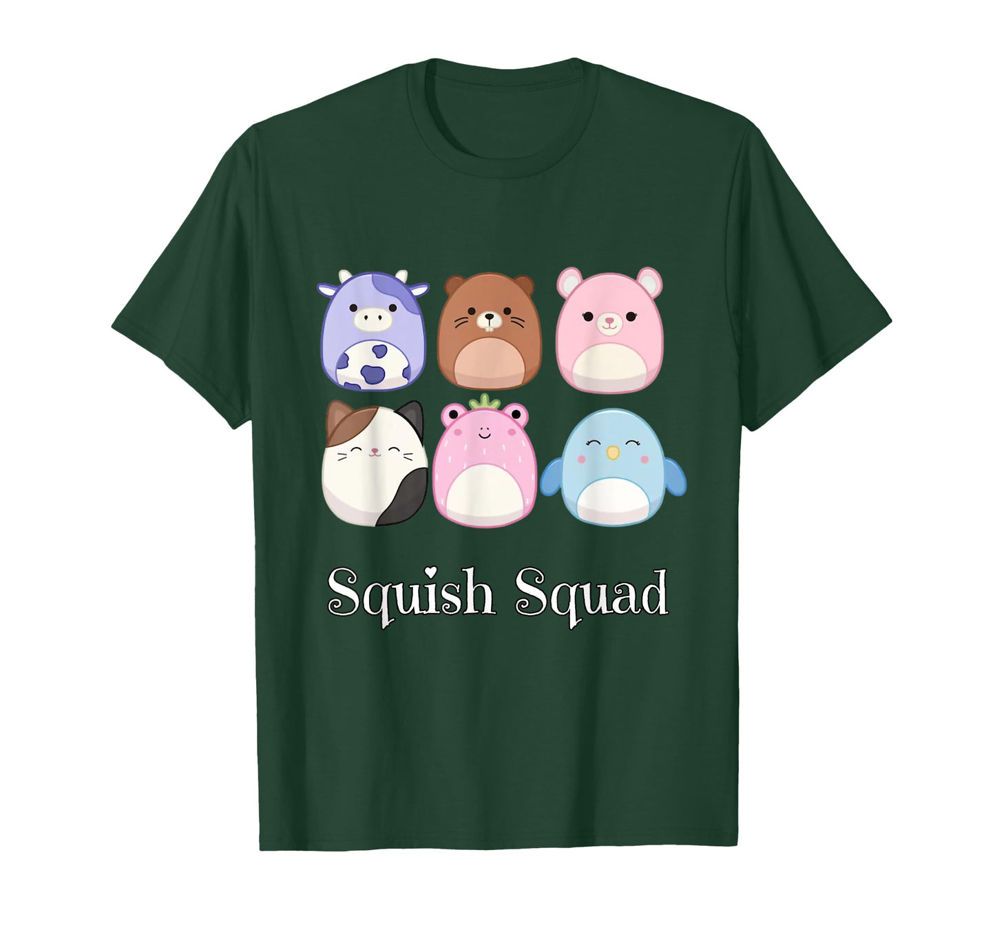 Squish Mallow Squad! Cow, Cat, Bird Stuffed Animal Plush Toy T-Shirt